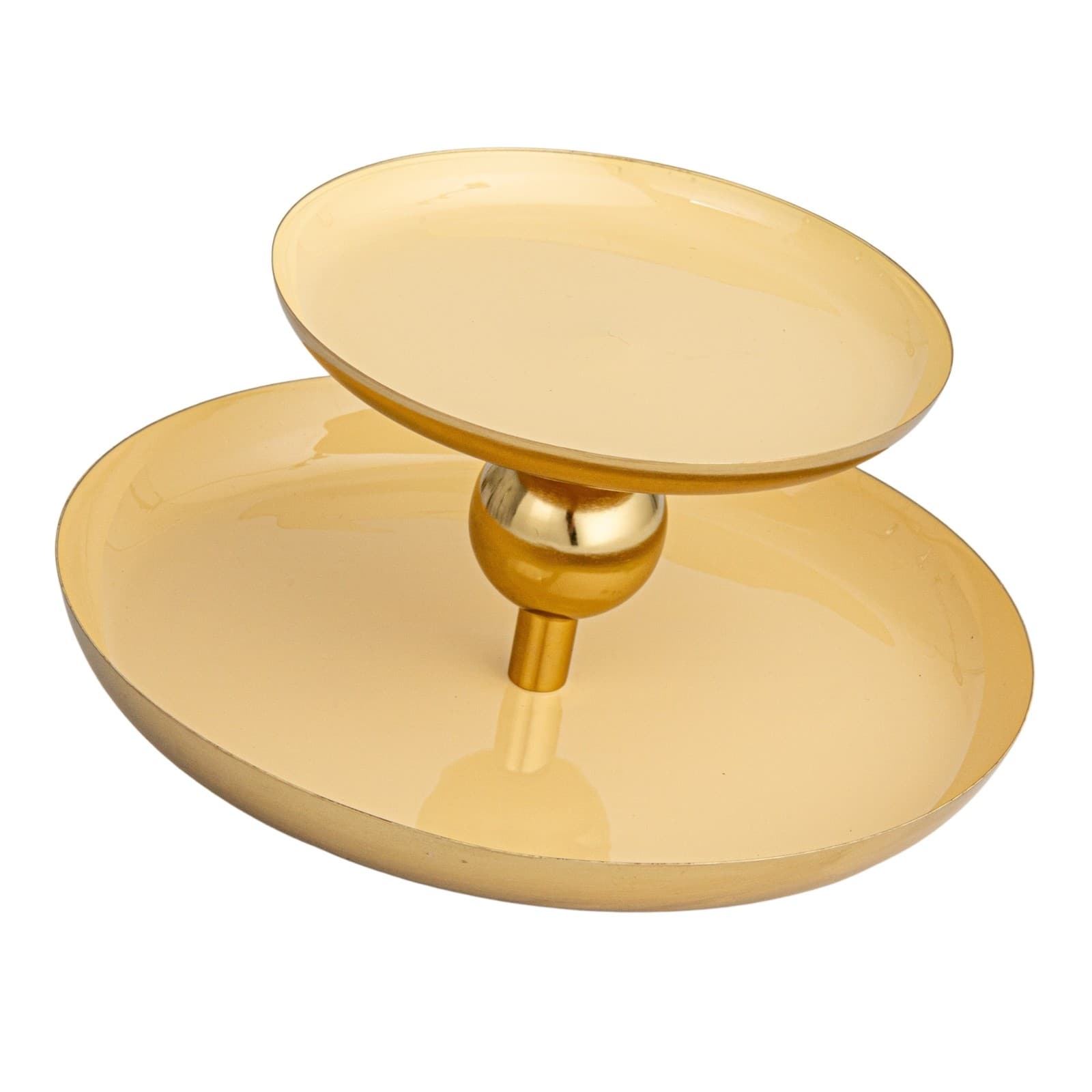 Hello Honey&#xAE; 10&#x22; Yellow &#x26; Gold Soleil Enameled Metal 2-Tier Tray