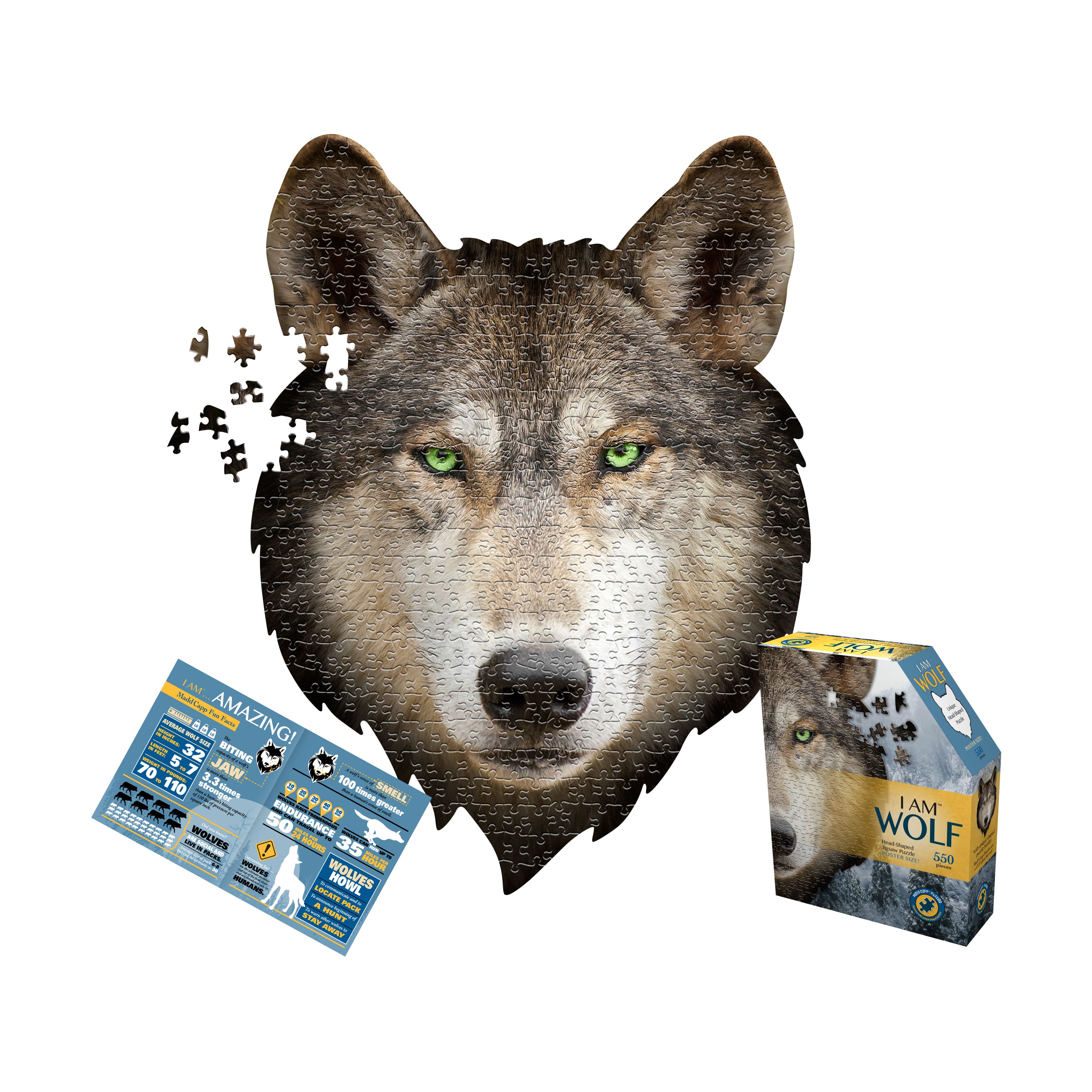 Madd Capp™ I Am™ Wolf Head-Shaped 550 Piece Jigsaw Puzzle