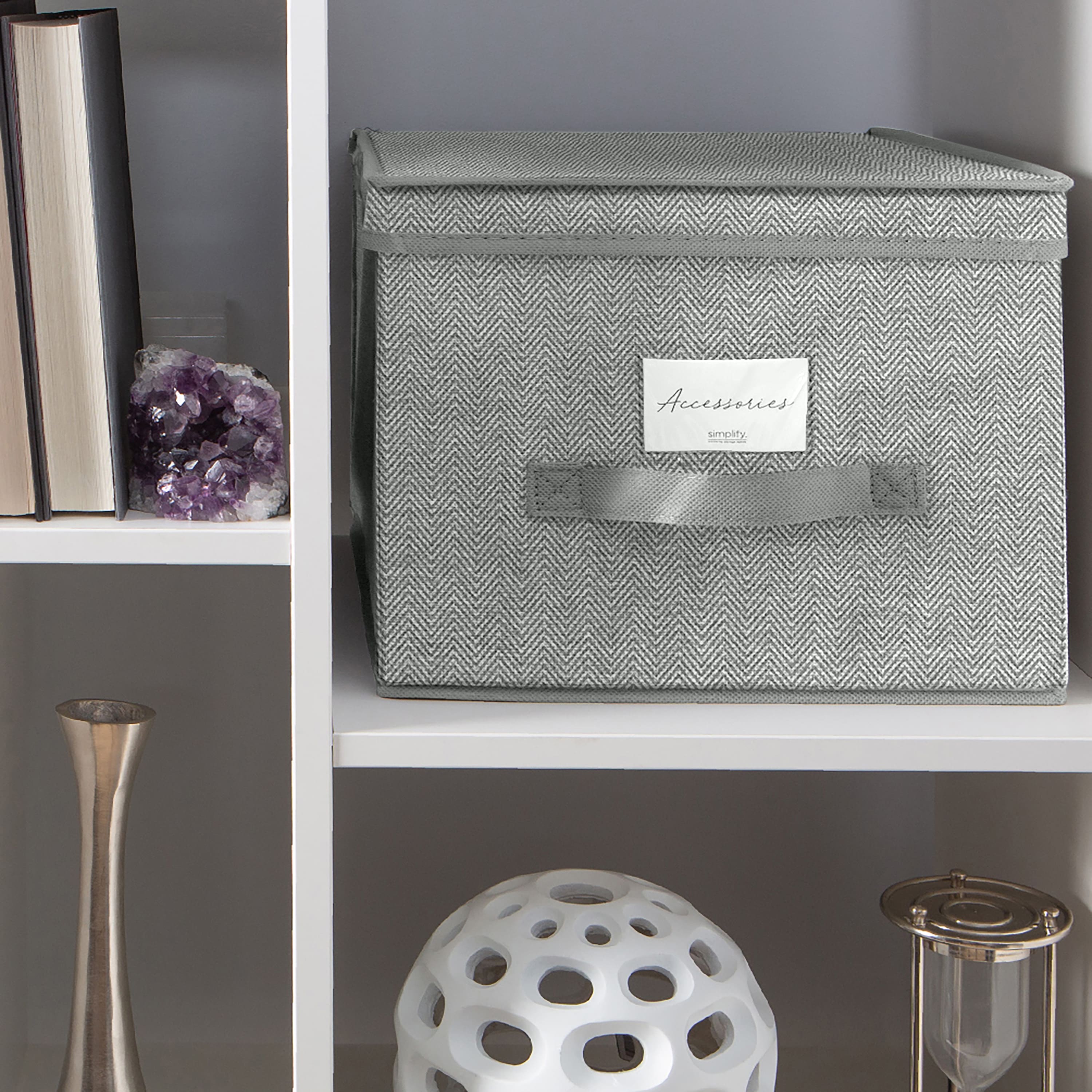 Simplify 12" Herringbone Gray Storage Box