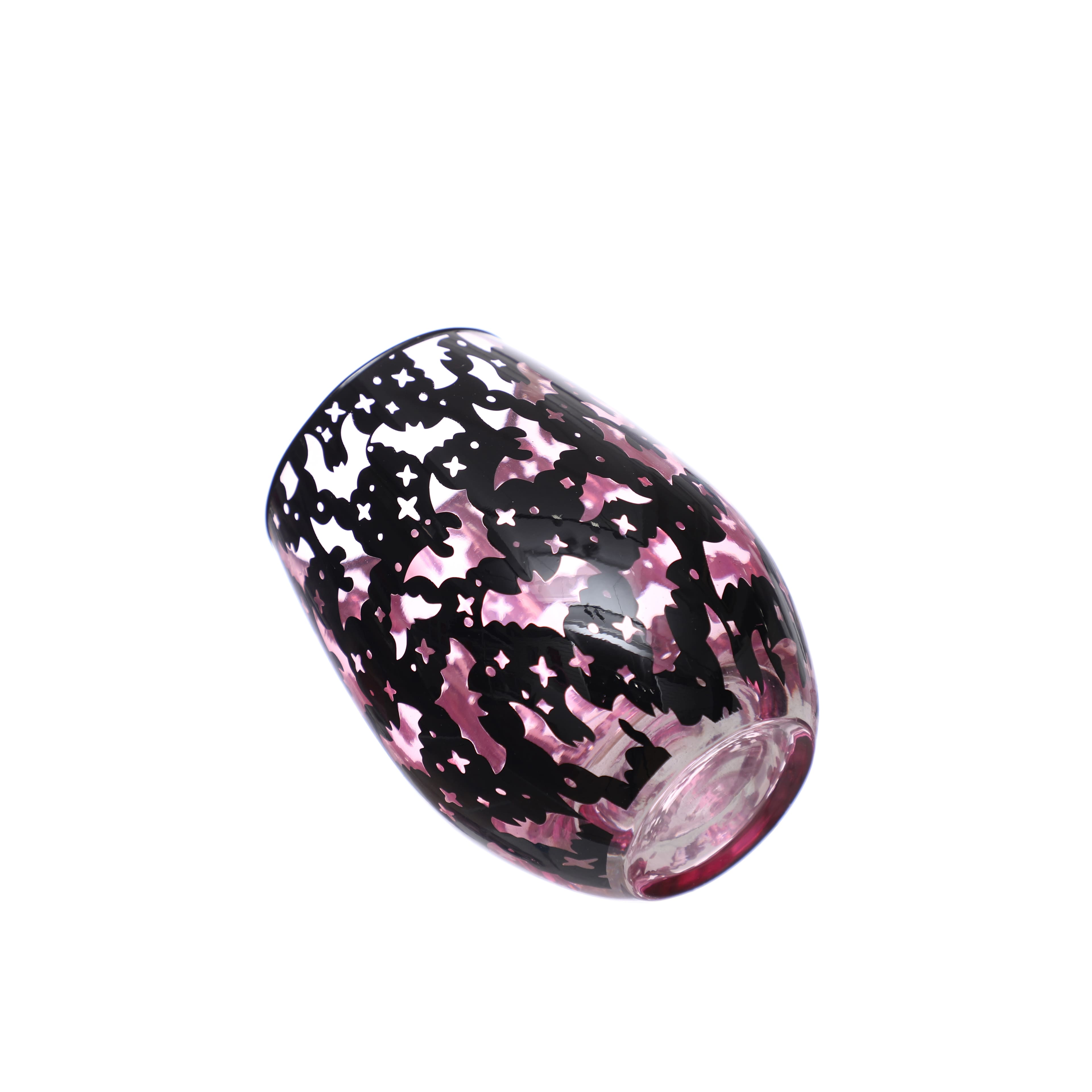 13.5oz. Pink &#x26; Black Skull Wine Glass by Ashland&#xAE;