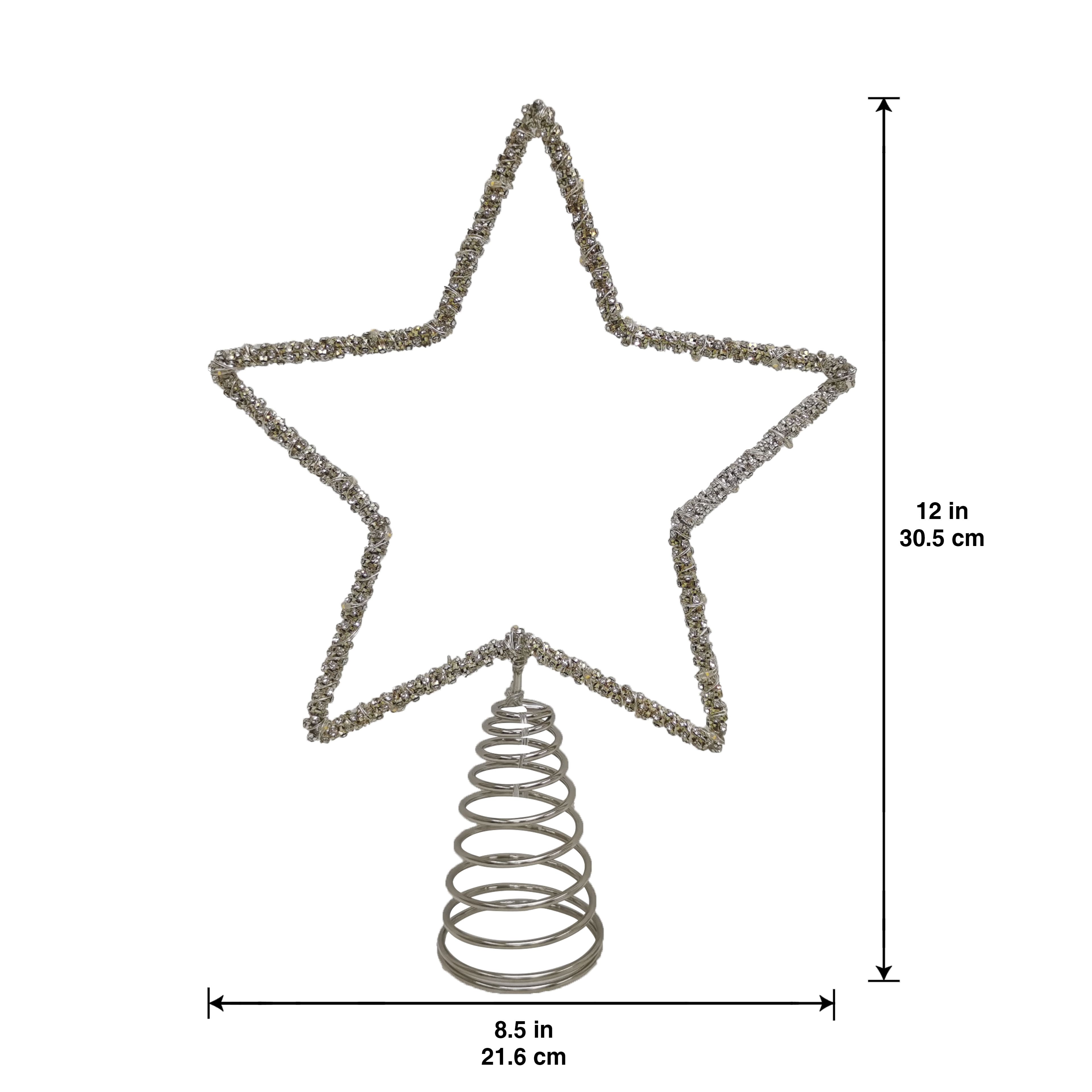 12&#x22; Silver Rhinestone Star Lighted Tree Topper by Ashland&#xAE;