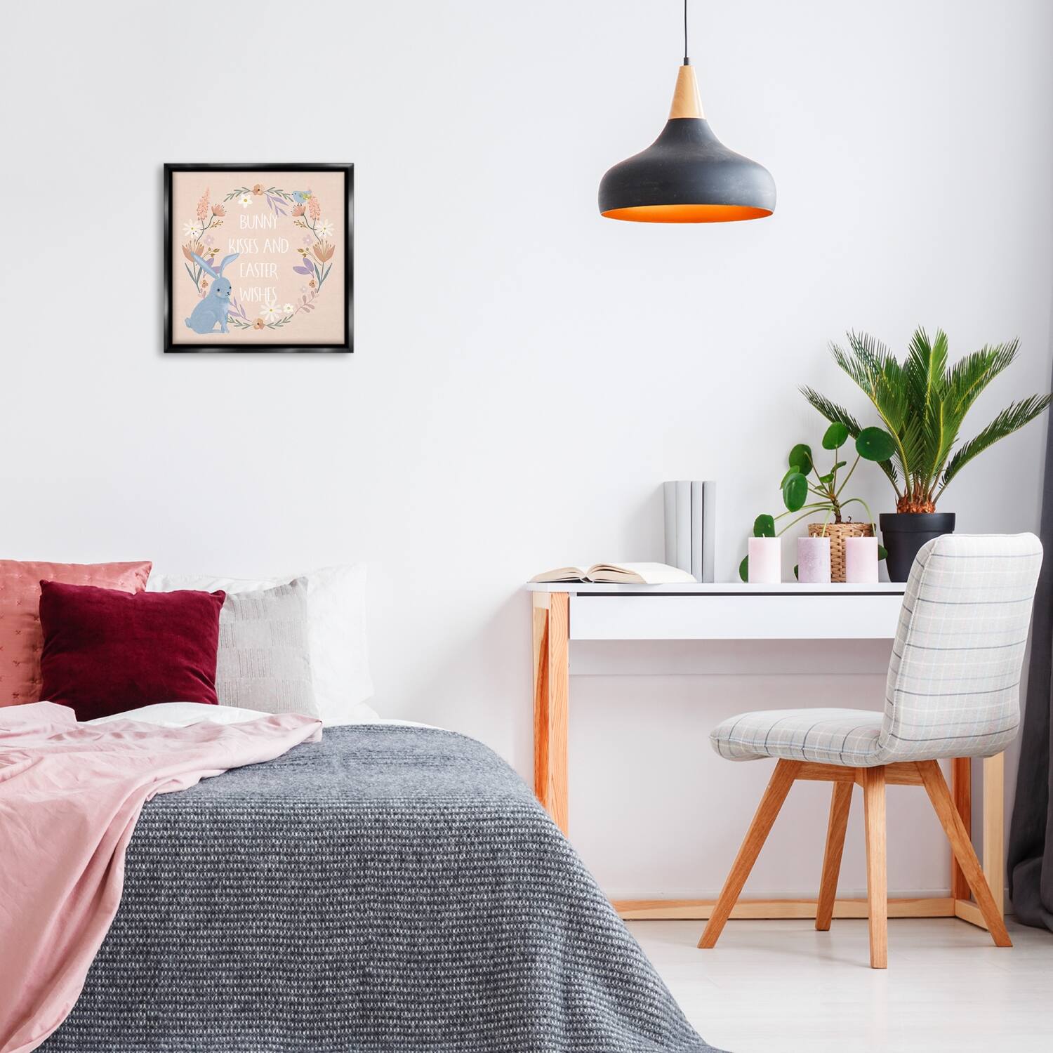 Stupell Industries Bunny Kisses Easter Wishes Floater Framed Art