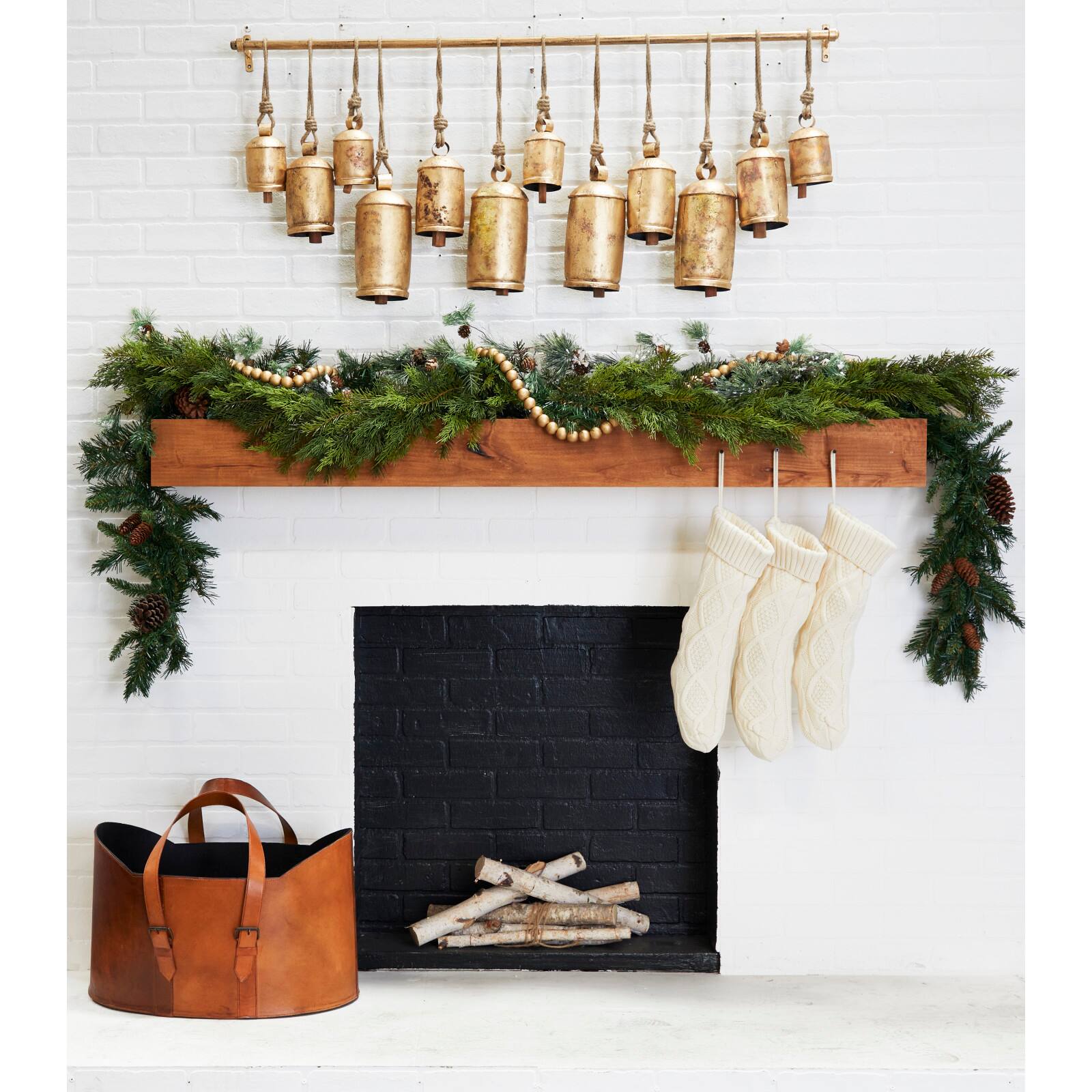 Gold Mango Wood Beaded Garland with Tassel