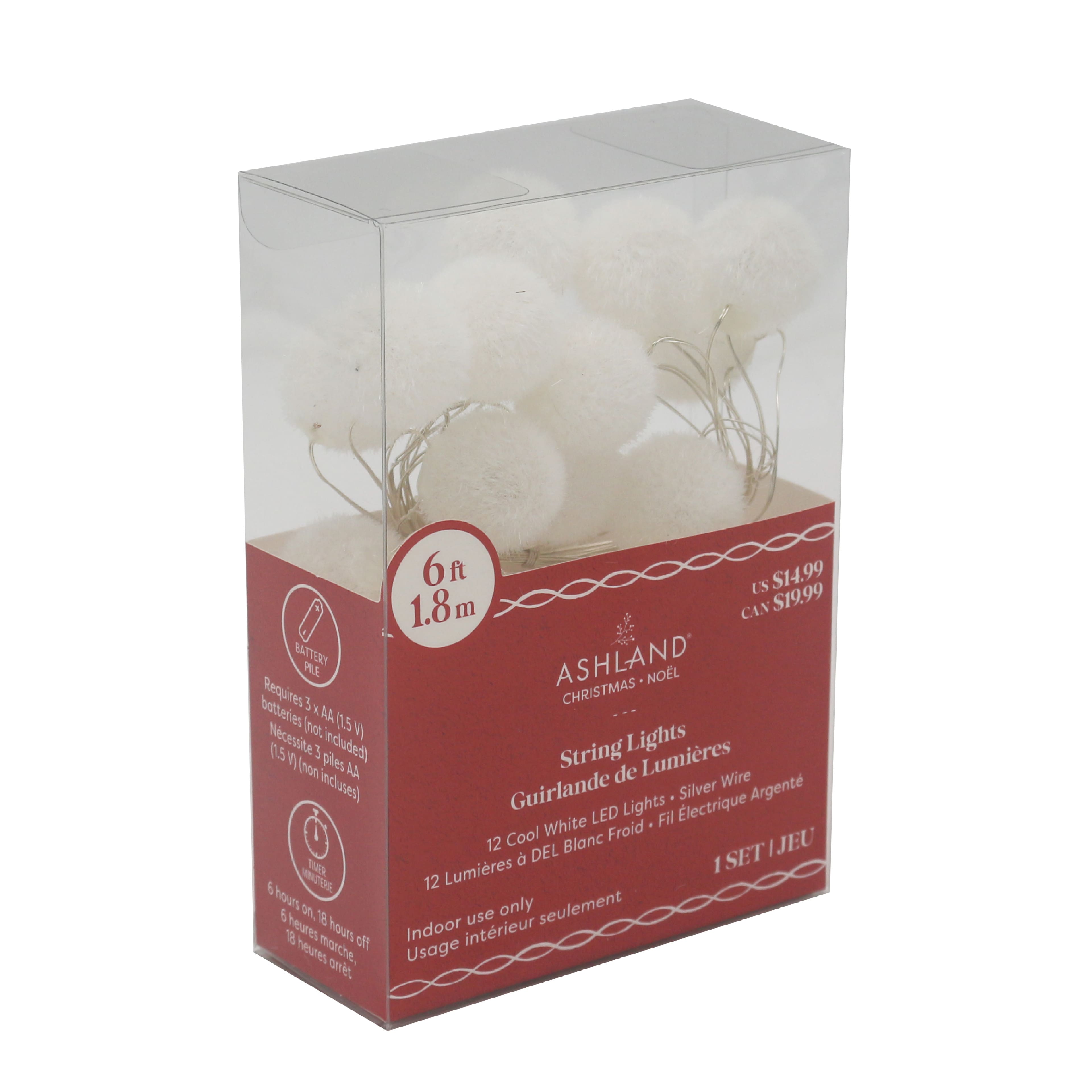 Guirlande de 12&#xA0;lumi&#xE8;res &#xE0; DEL blanc froid en forme de boule pelucheuse d&#x27;Ashland
