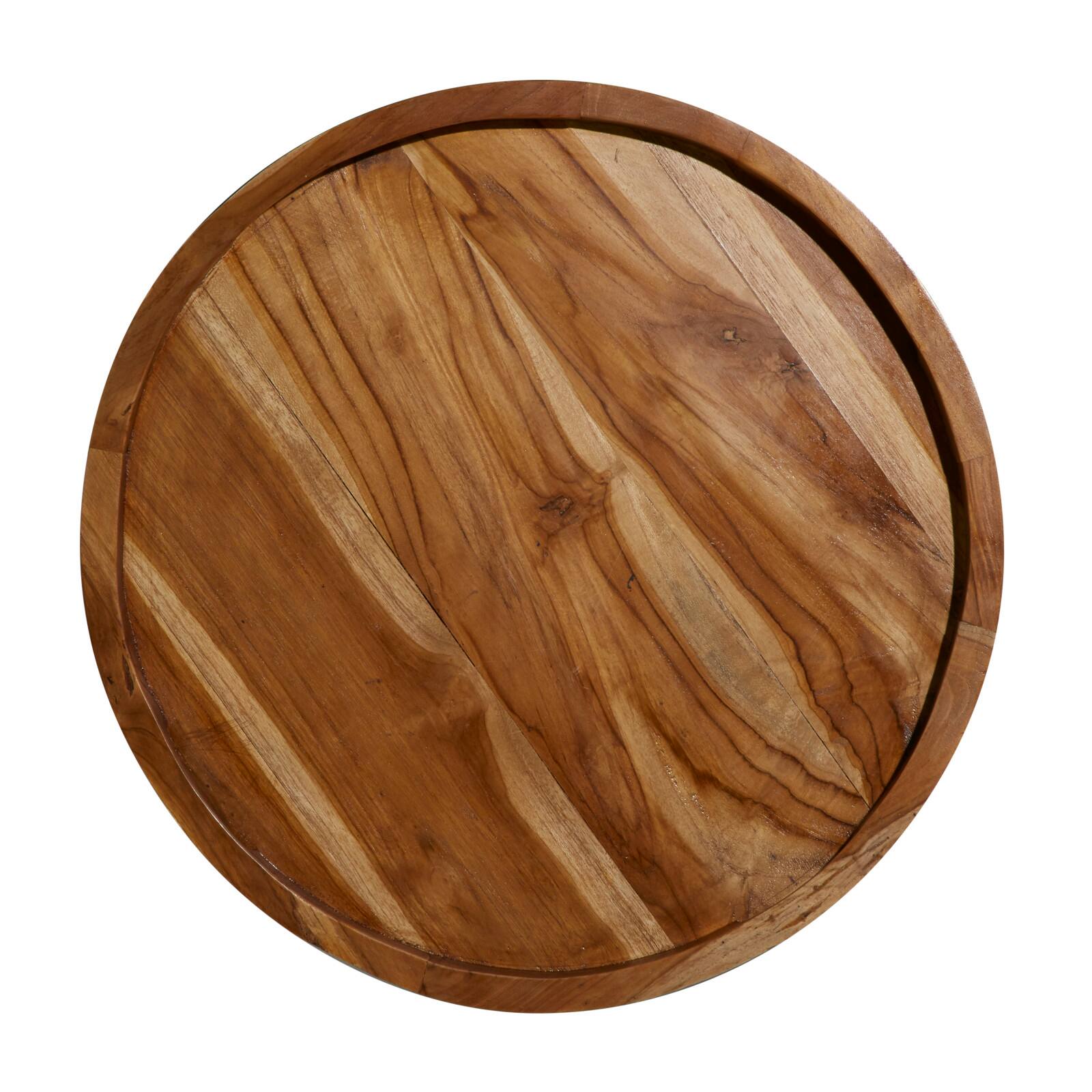 24" Brown Teakwood Contemporary Accent Table