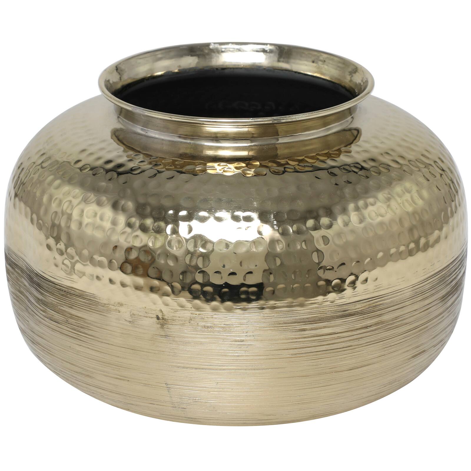 8&#x22; Gold Aluminum Brushed Vase with Hammered Top