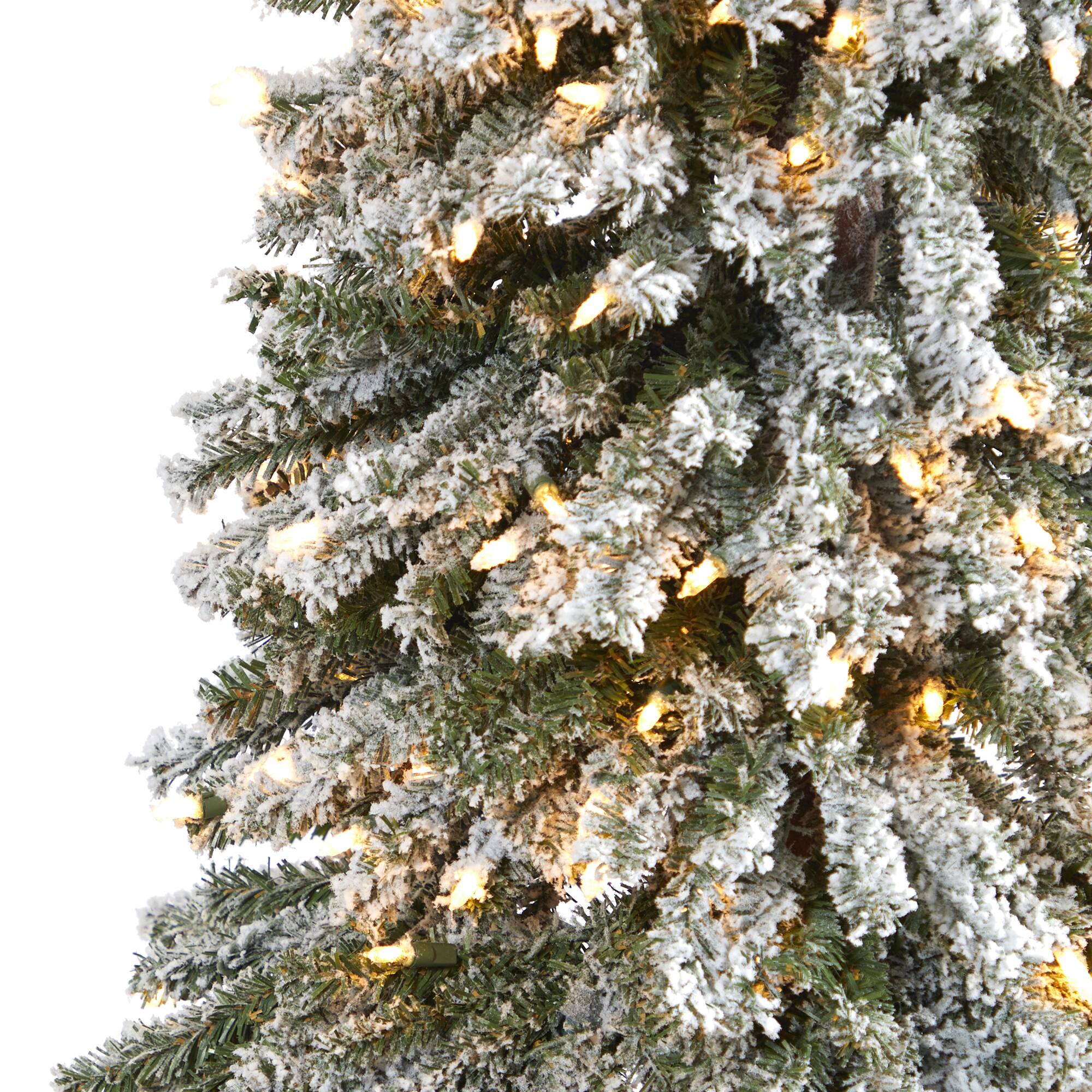7ft. Pre-Lit Flocked Grand Alpine Artificial Christmas Tree, Clear LED Lights