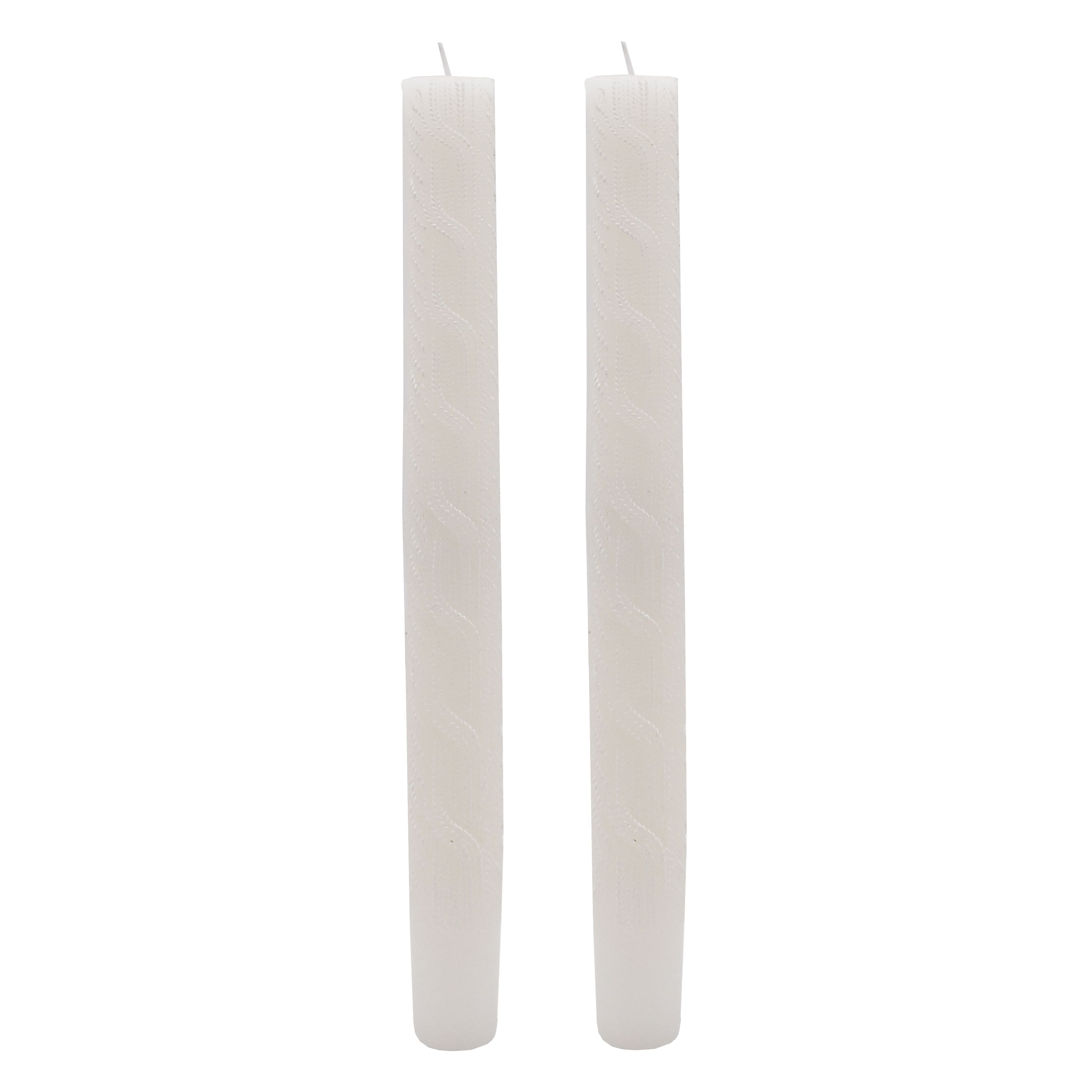 10&#x22; White Faux Knit Taper Candles, 2ct. by Ashland&#xAE;