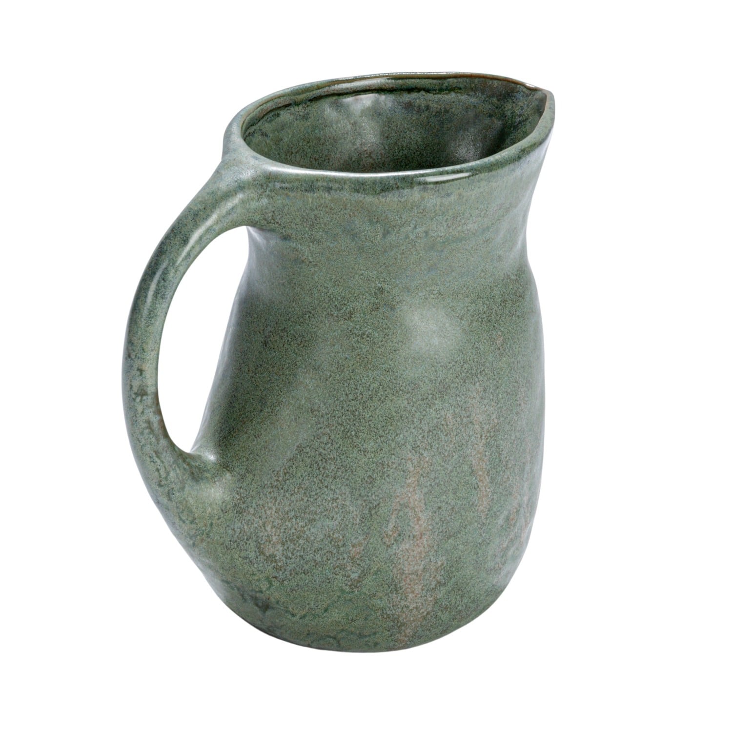 9&#x22; Matte Teal Round Stoneware Pitcher