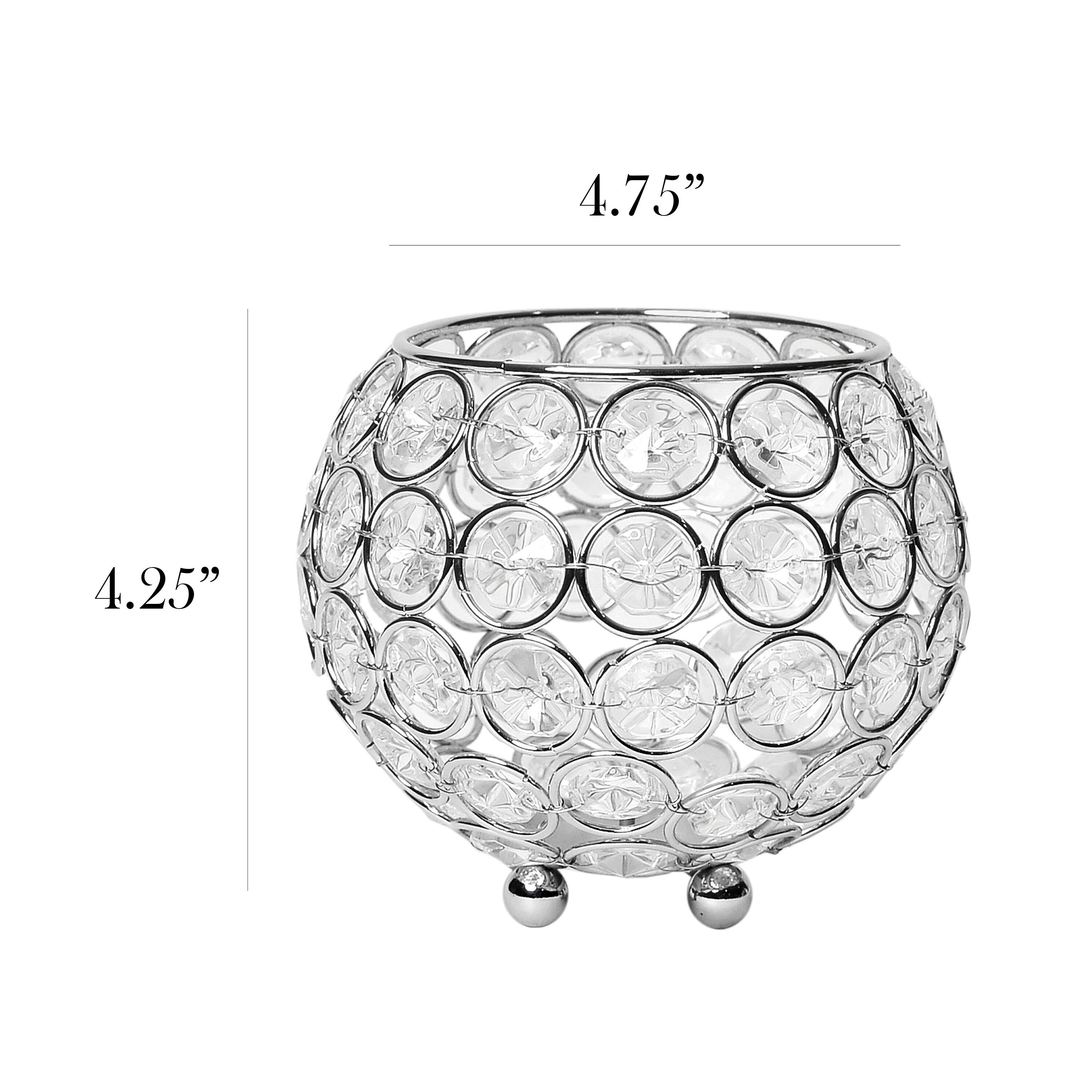 Elegant Designs&#x2122; Chrome Crystal Circular Bowl Candle Holder