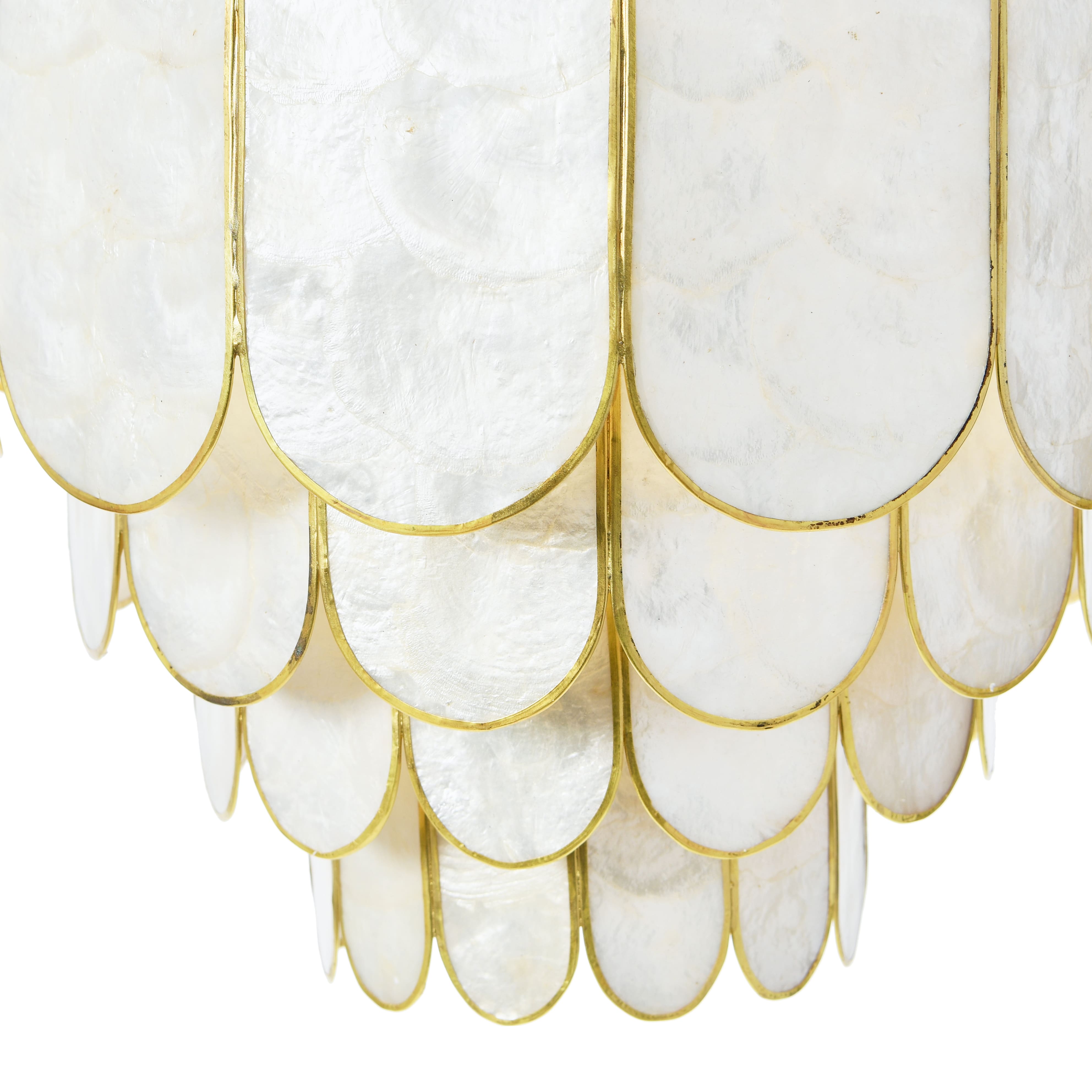 Hello Honey&#xAE; 14&#x22; Round 4-Tier Capiz &#x26; Metal Flush Mount Ceiling Light