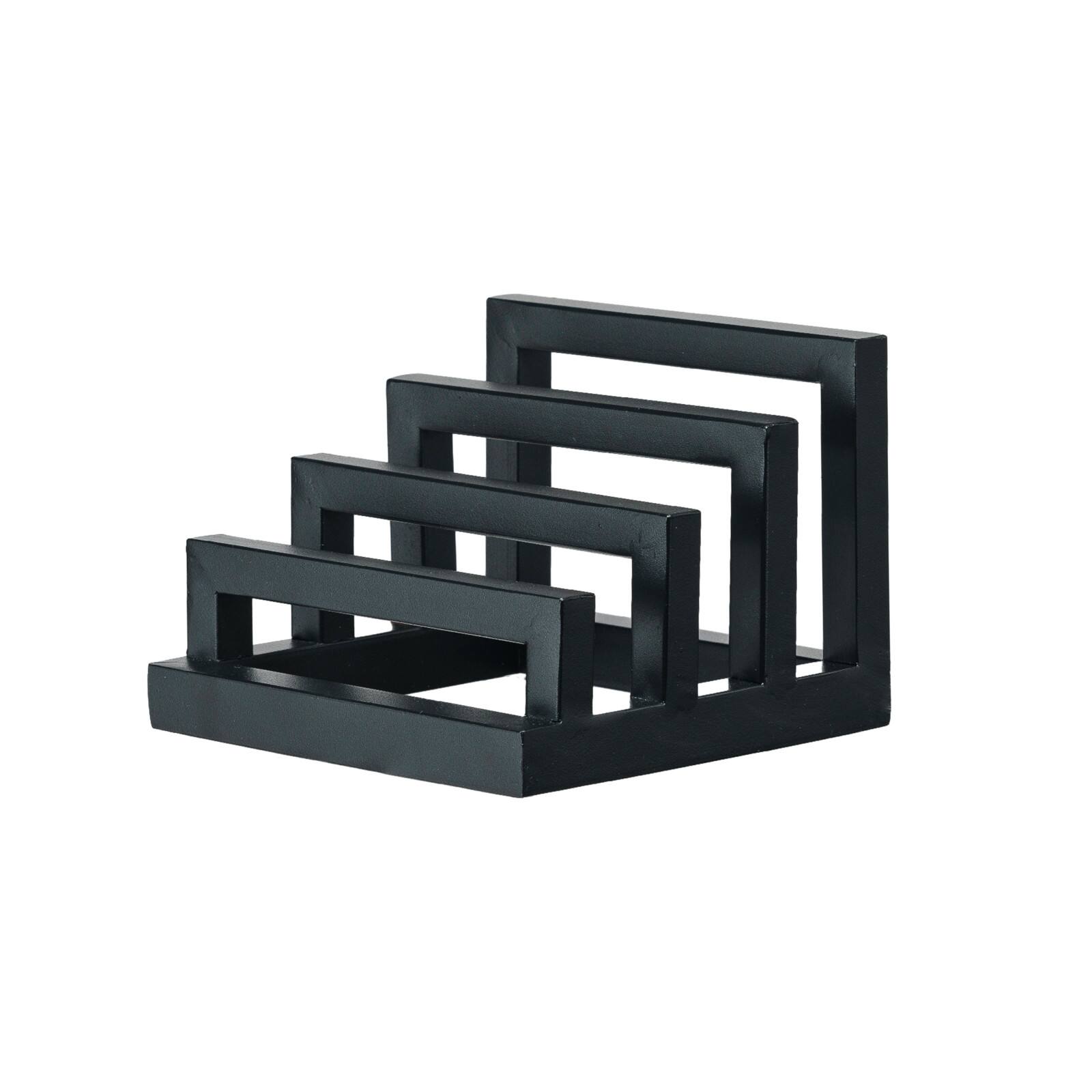 Hello Honey® Tri-Sectional Black Metal Plate Stand Organizer
