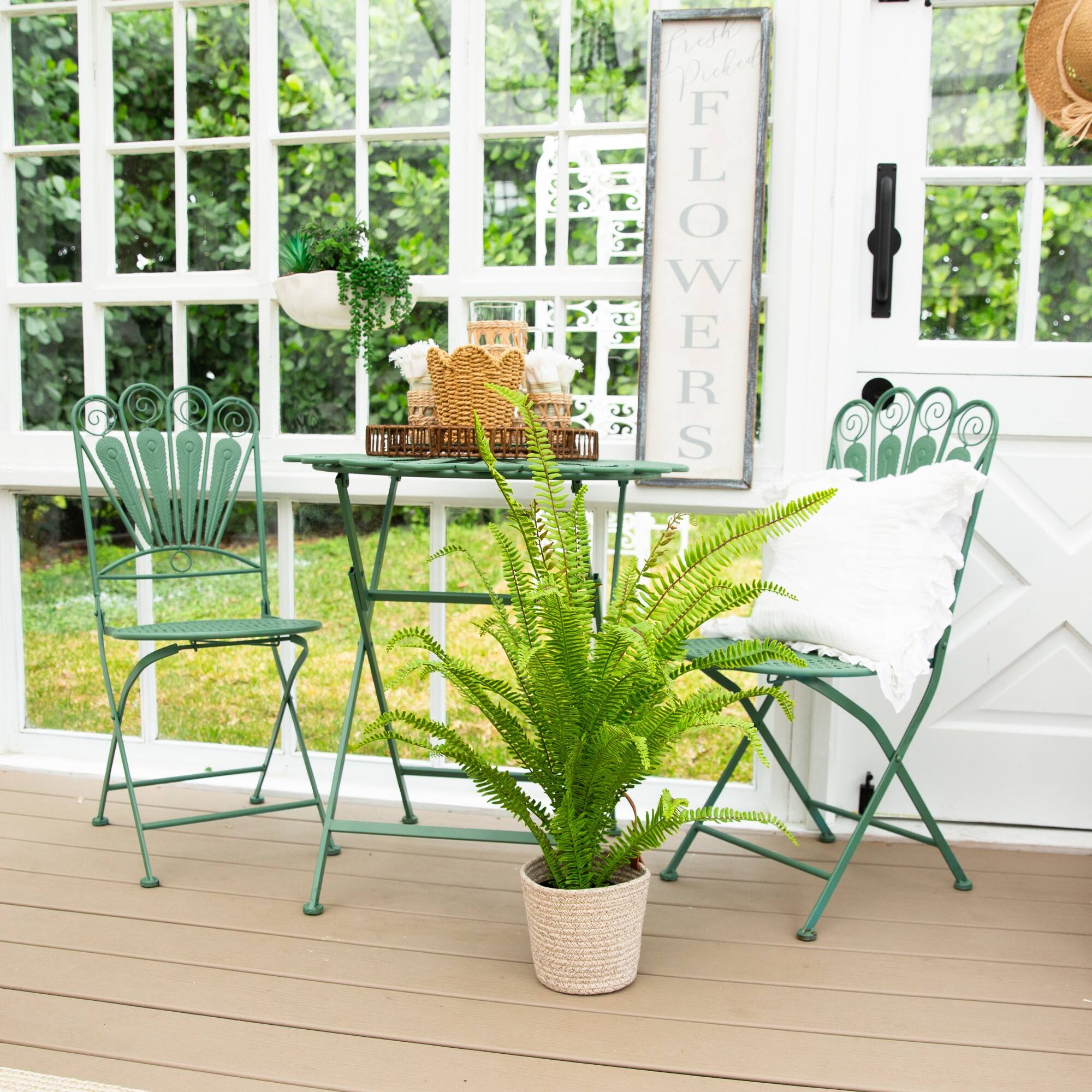 3ft. UV Resistant Artificial Boston Fern Potted Plant with Real Touch Leaves (Indoor/Outdoor)