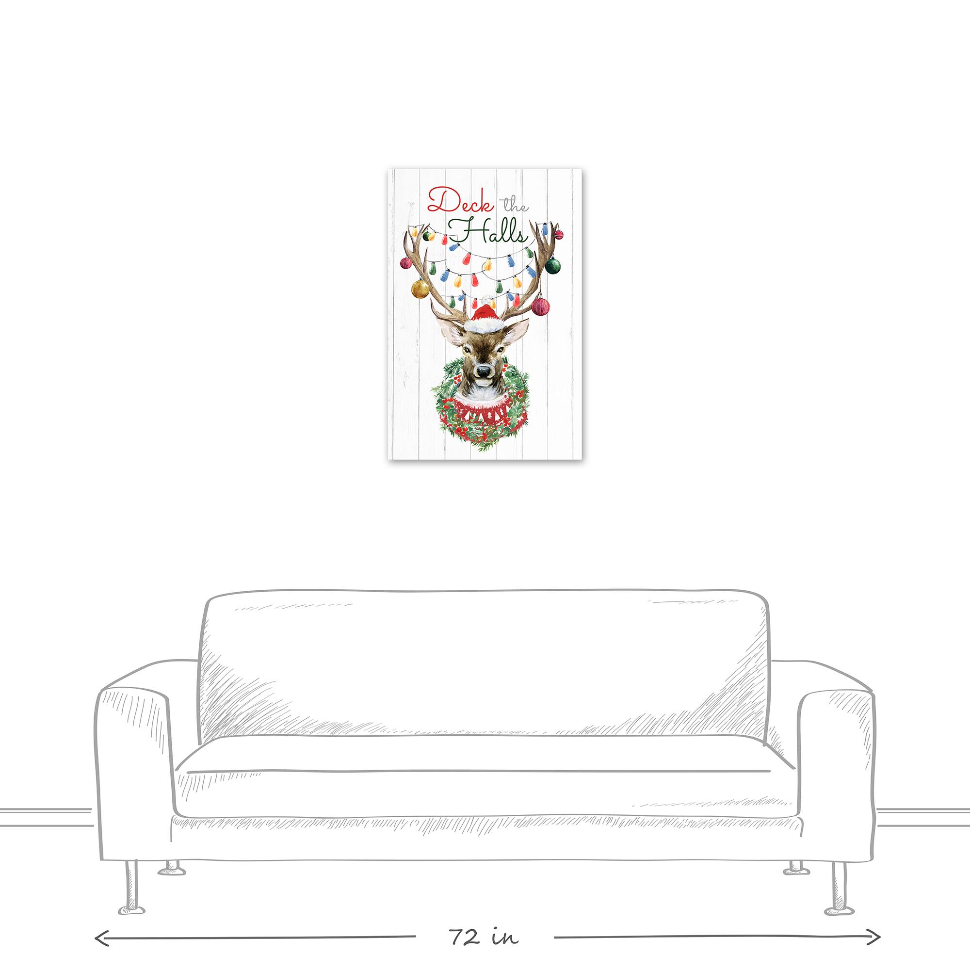 Deck the Halls Reindeer Canvas Wall Art