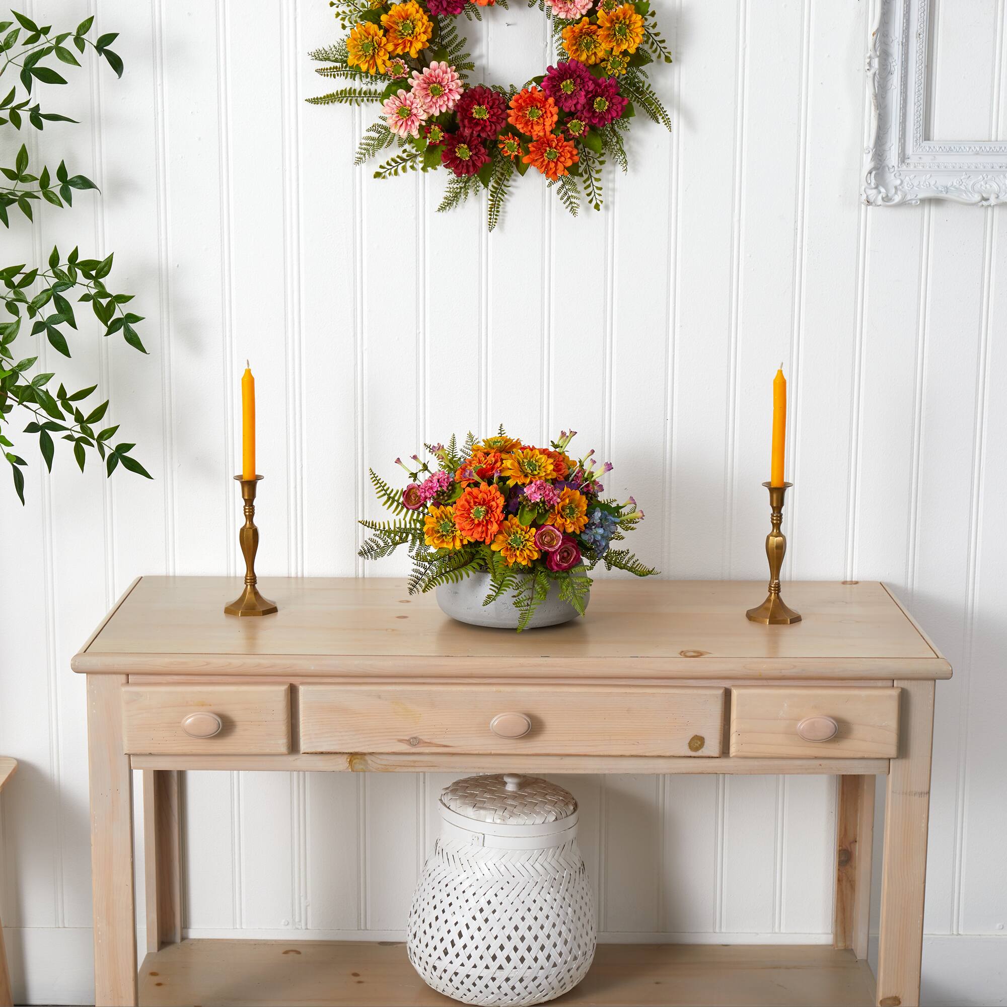 10" Mixed Floral Arrangement in Stone Planter