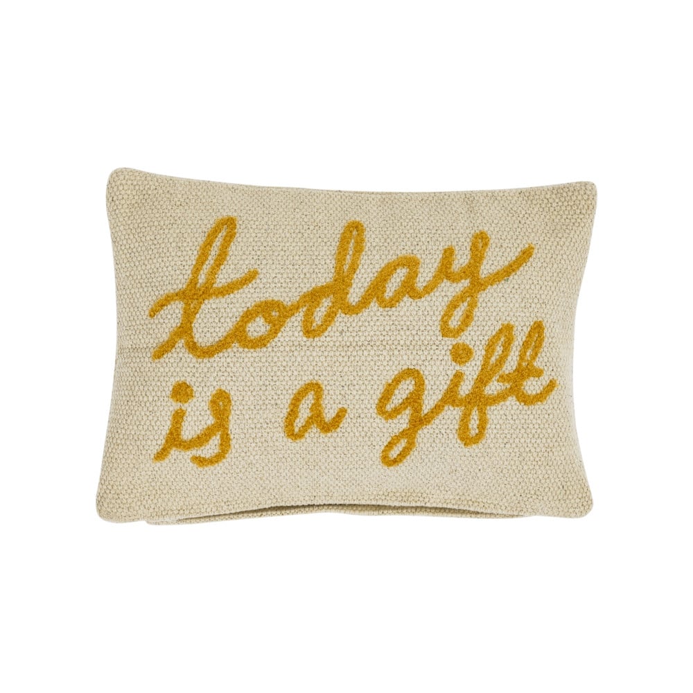 Hello Honey® Today Is A Gift Embroidered Cotton Lumbar Pillow