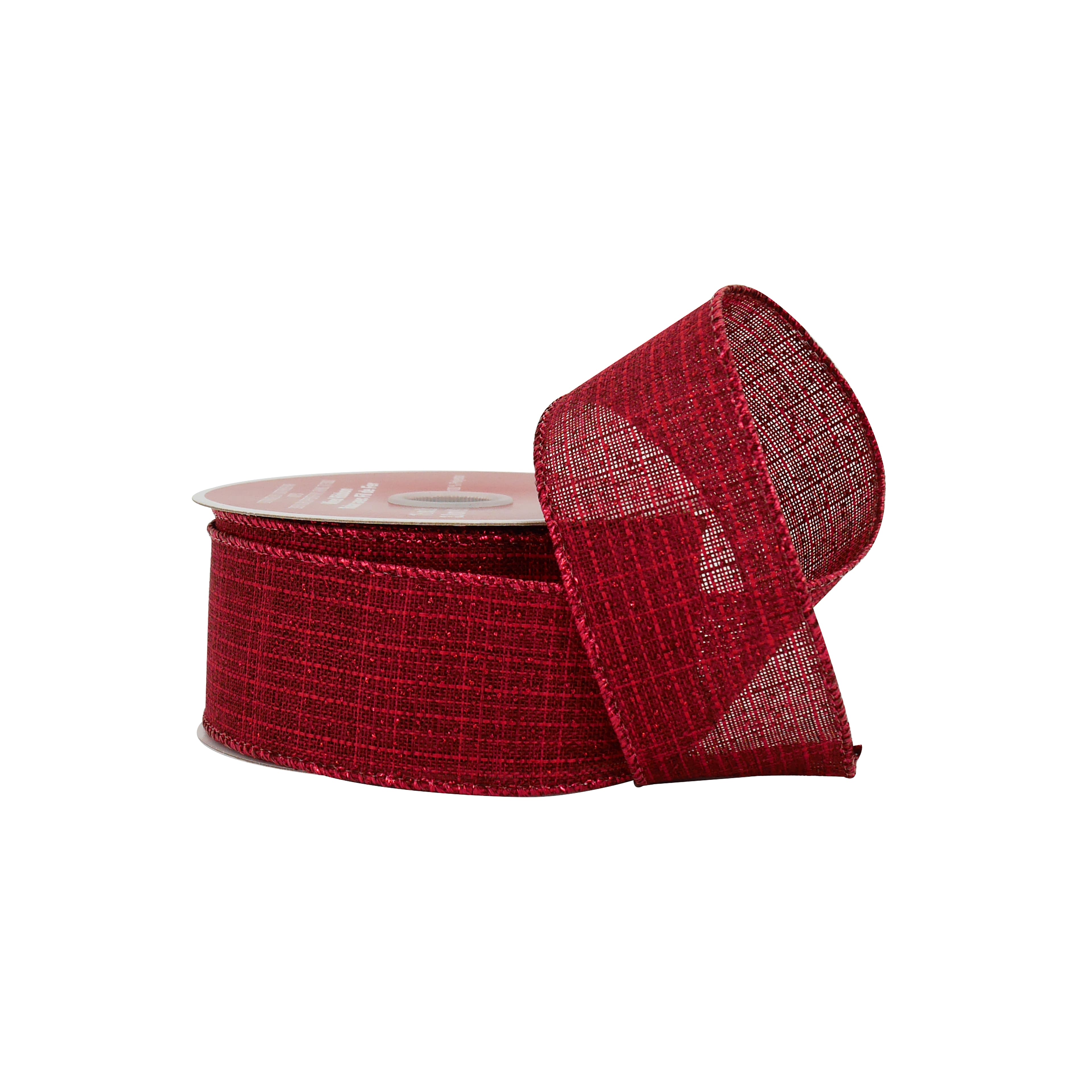 1.5&#x22; x 30ft. Burgundy Wired Faux Linen Ribbon by Celebrate It&#xAE;