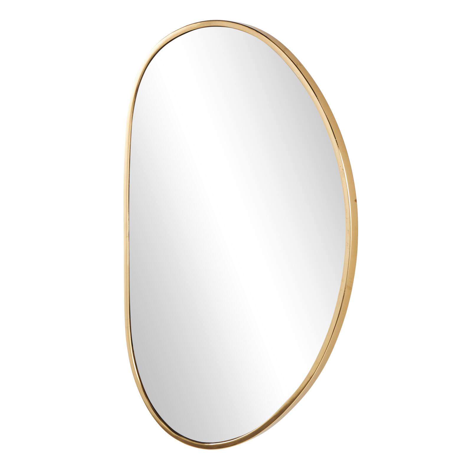 31" x 20" Gold Metal Oval Minimalistic Room Wall Mirror