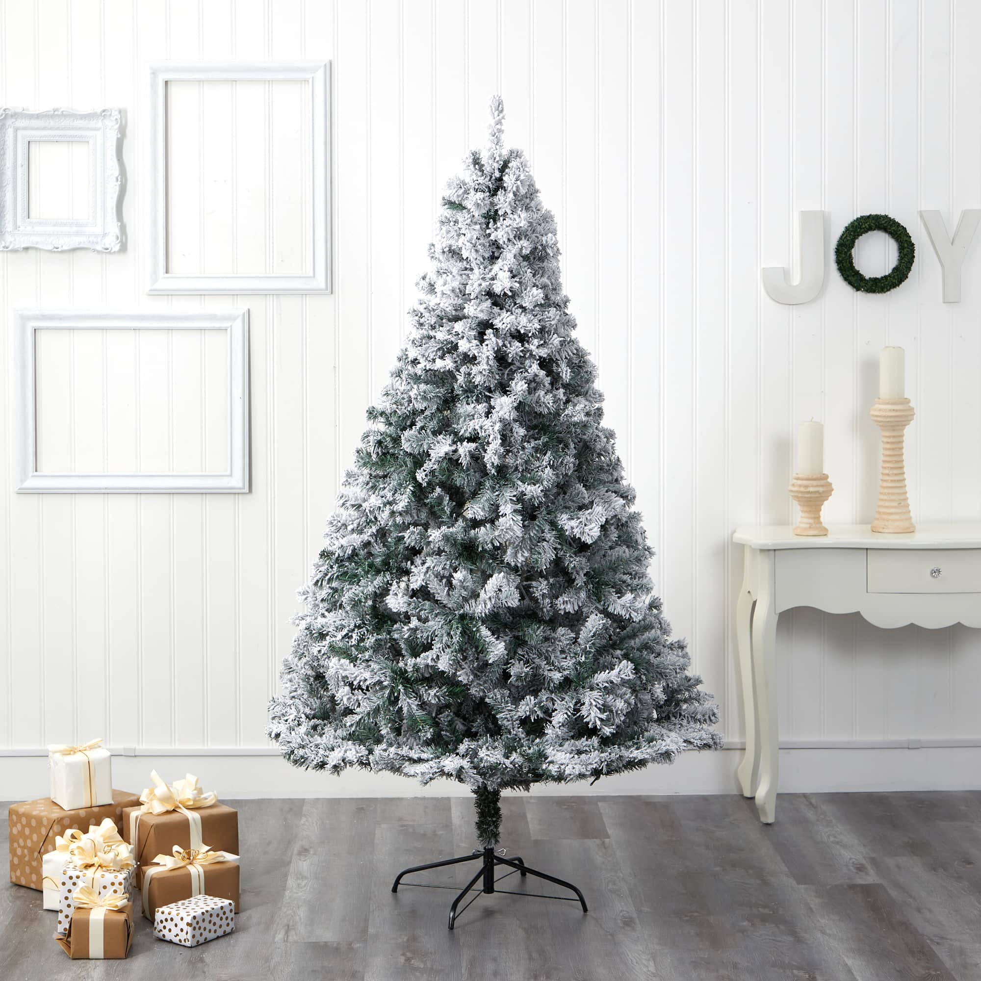 7ft. Unlit Flocked Rock Springs Spruce Artificial Christmas Tree