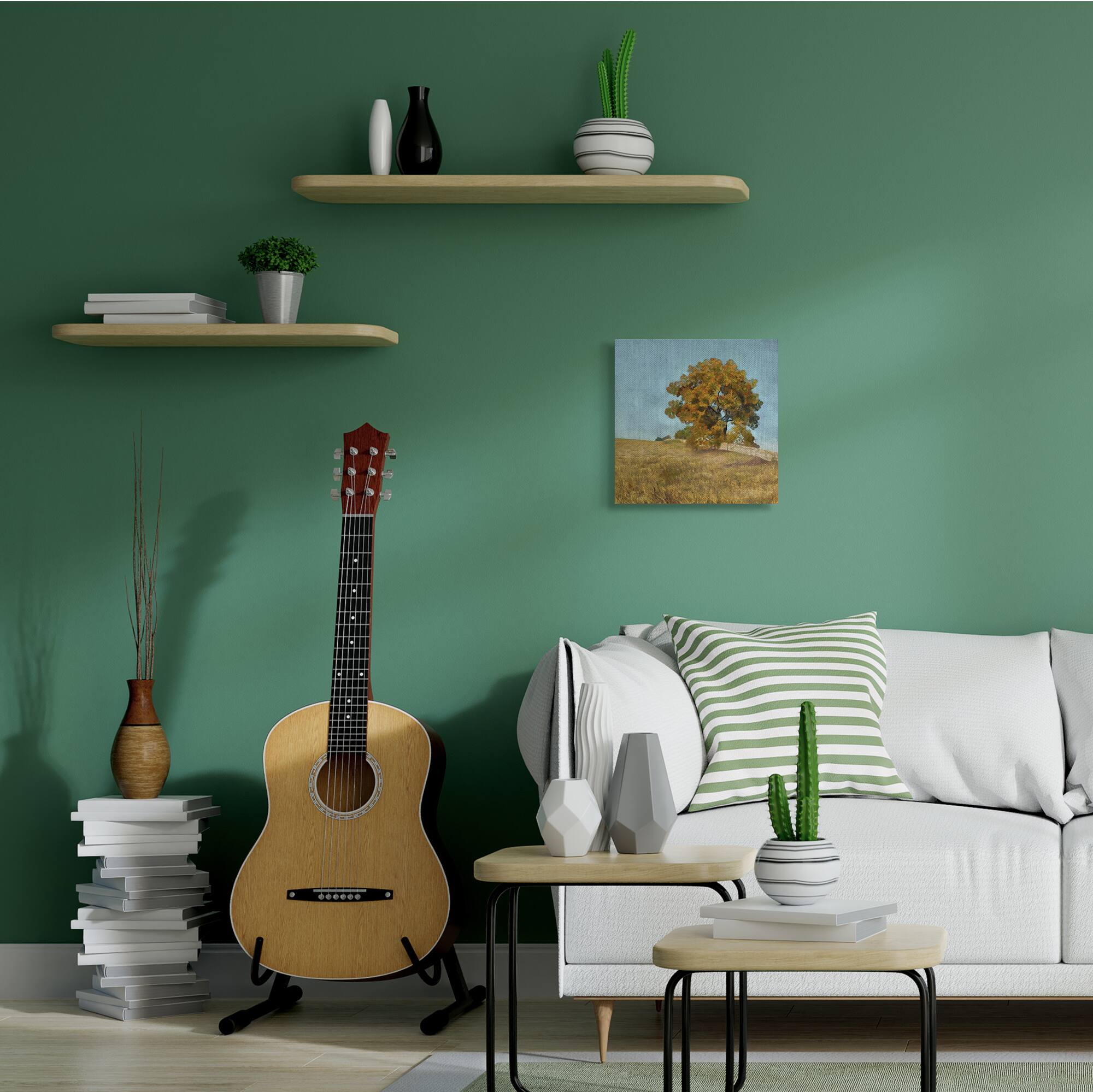 Stupell Industries Autumn Tree on Grassy Hill Canvas Wall Art