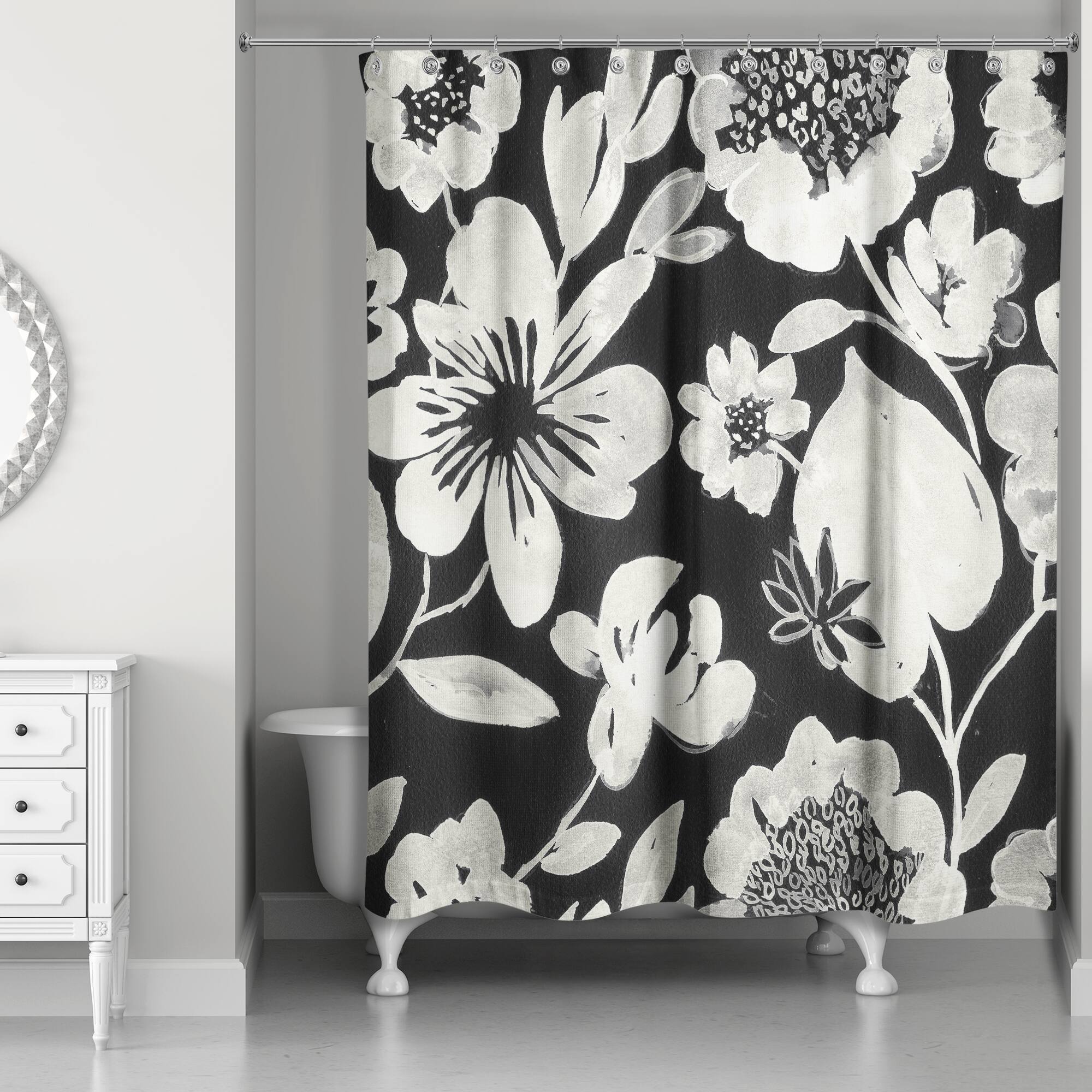 Cream Florals 71" x 74" Shower Curtain