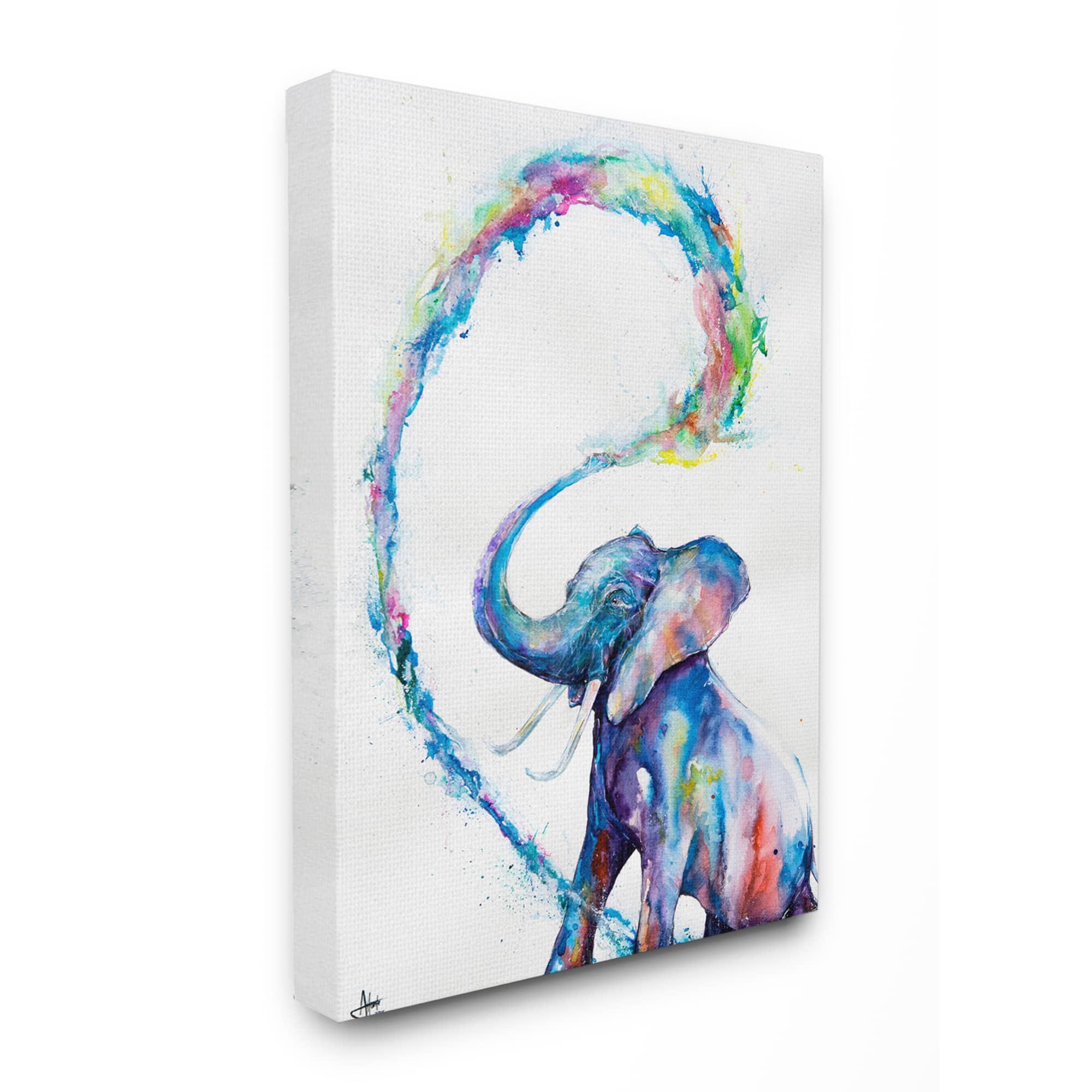 Stupell Industries Colorful Large Abstract Elephant Painting Wall Accent