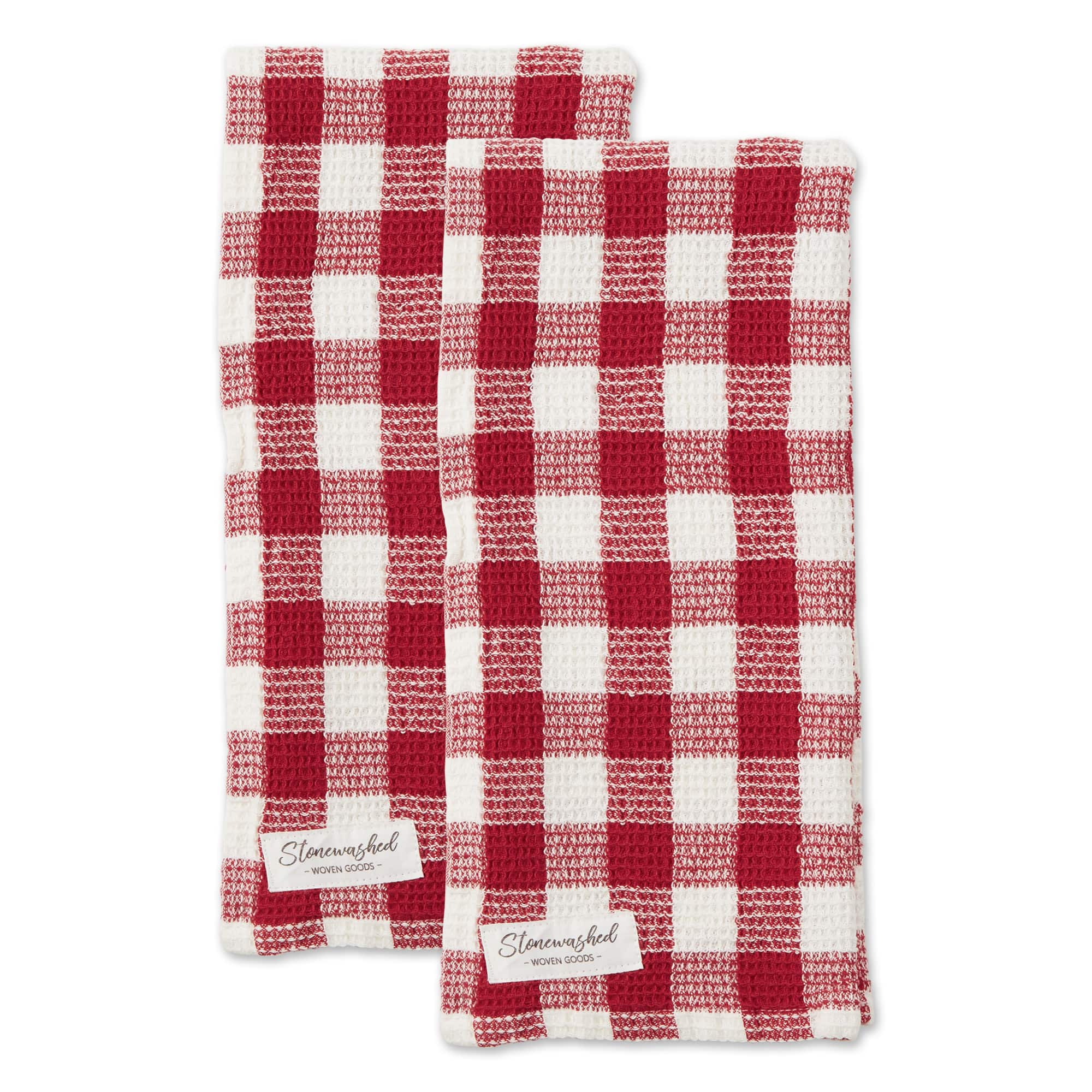 DII® Checker Washed Waffle Dish Towels, 2ct.