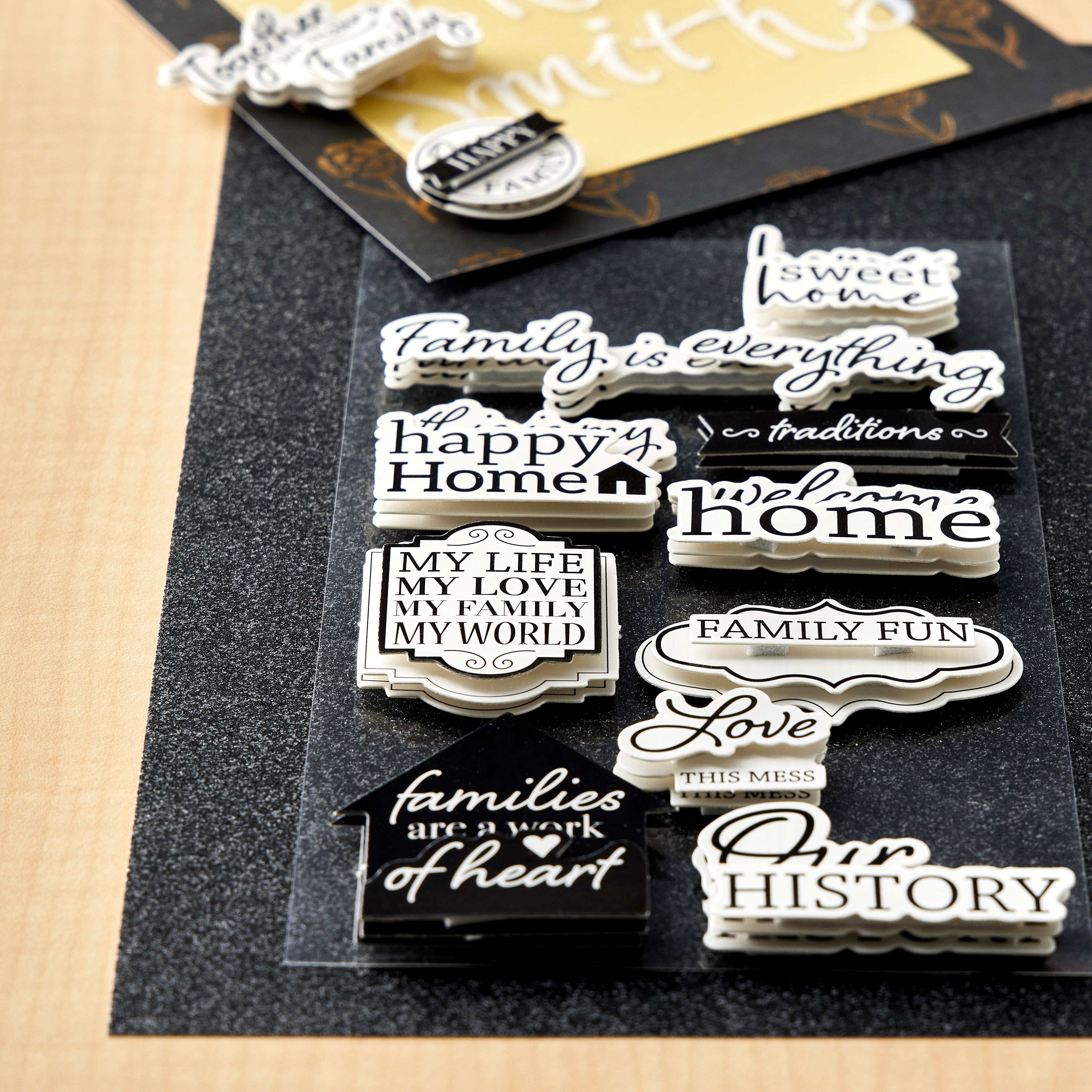 Black &#x26; White Sentimental Family Stickers by Recollections&#x2122;