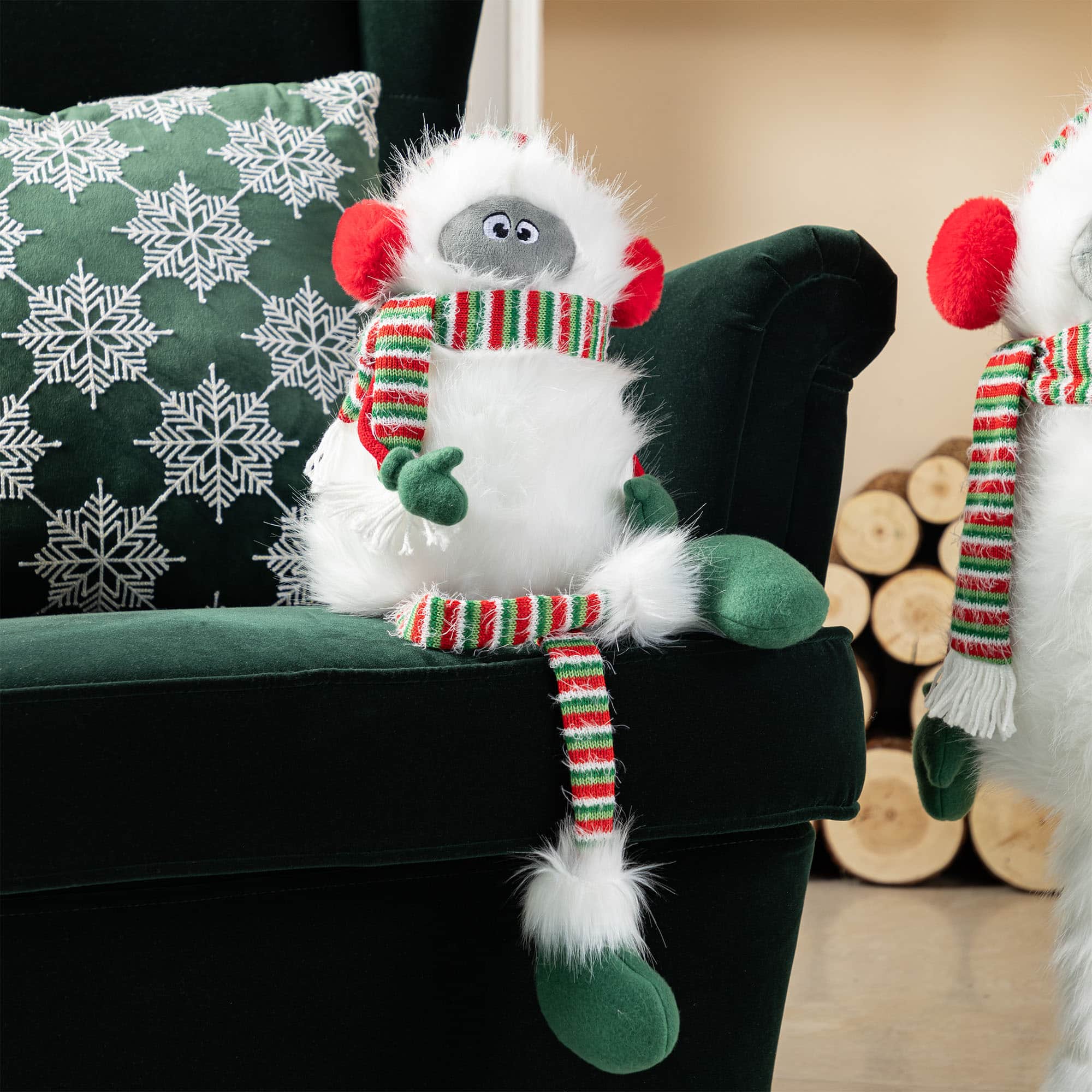 Glitzhome® 21"H Christmas Fabric Yeti Shelf Sitter