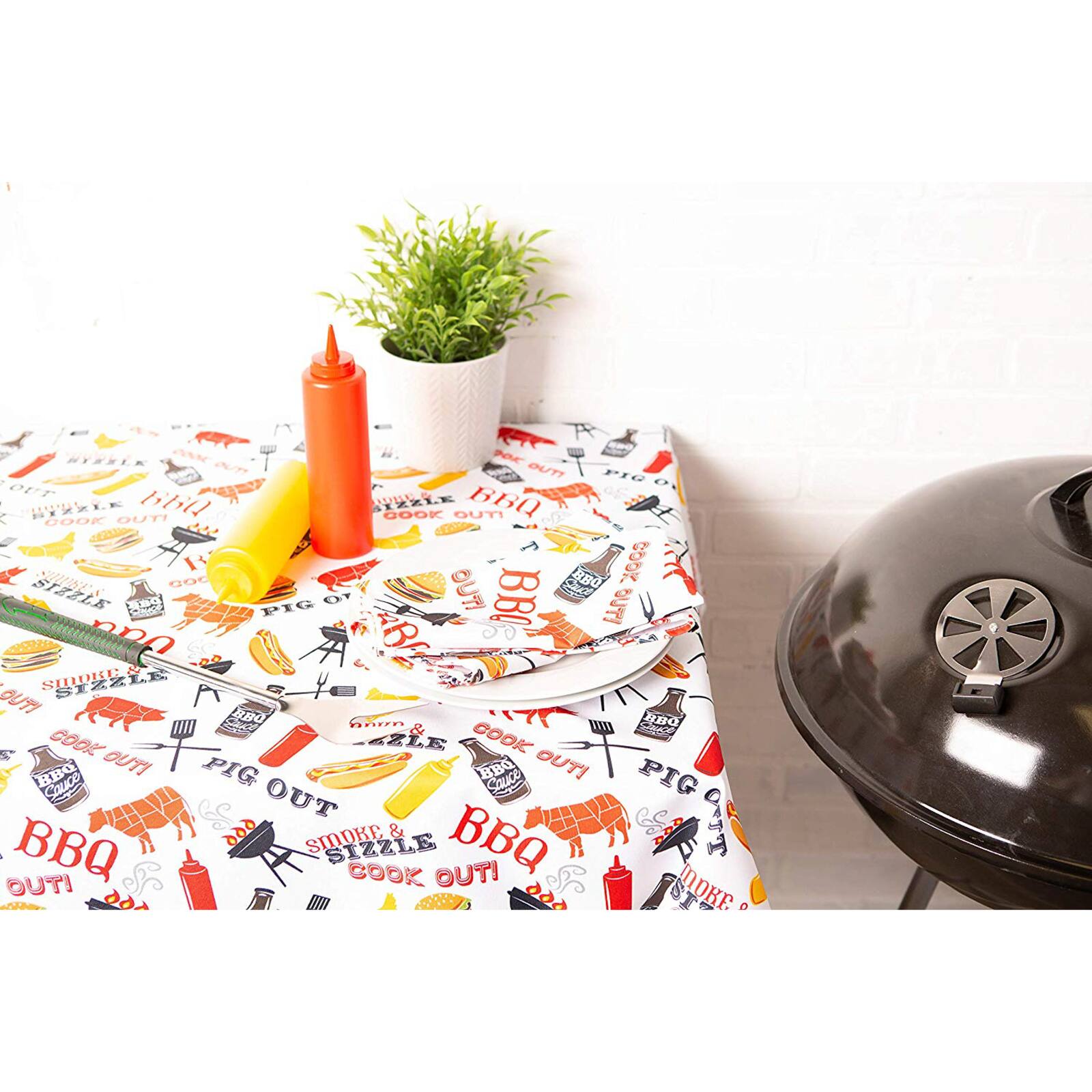 BBQ Fun Print Outdoor Tablecloth 60" x 84"