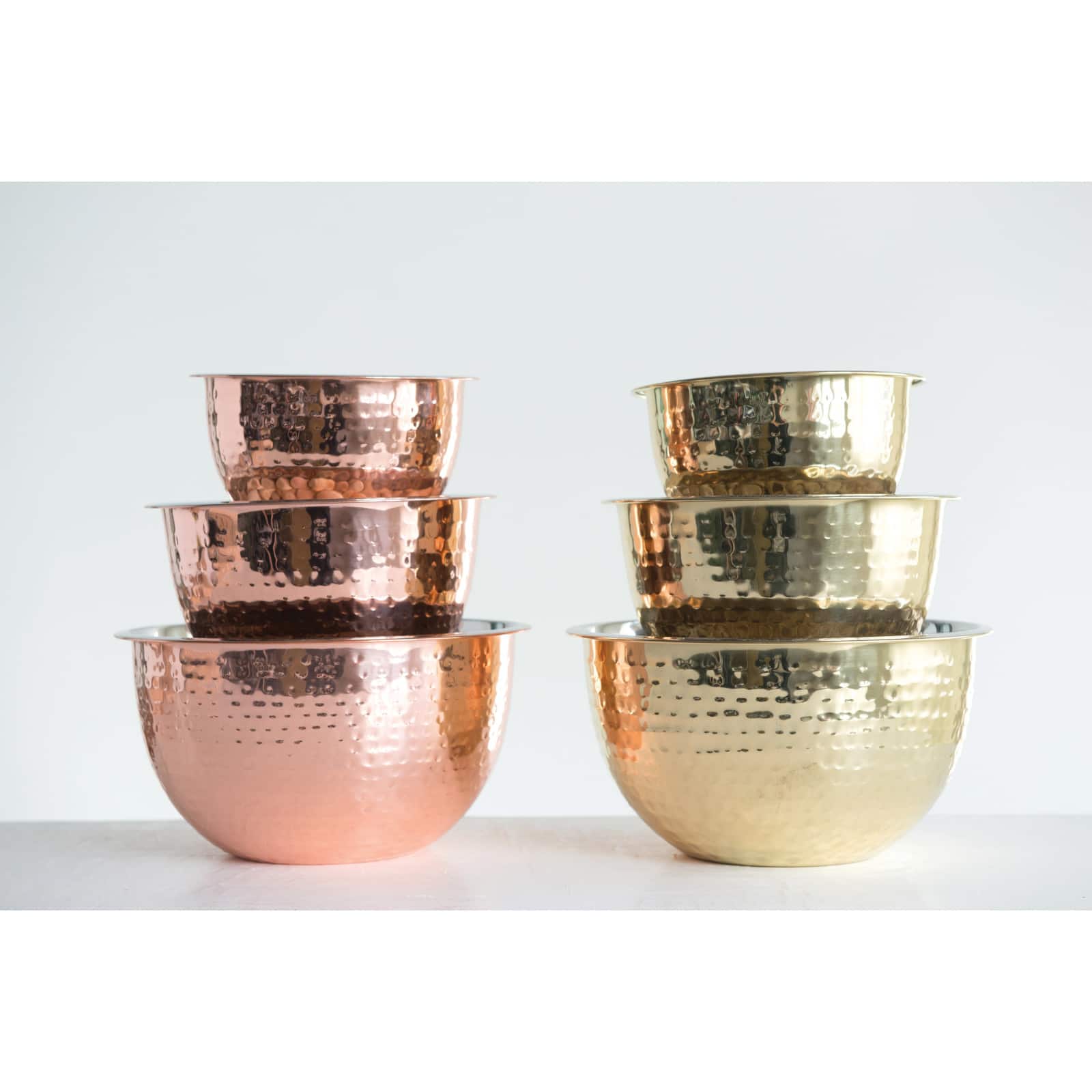 Hello Honey® Hammered Metallic Stainless Steel Bowls Set