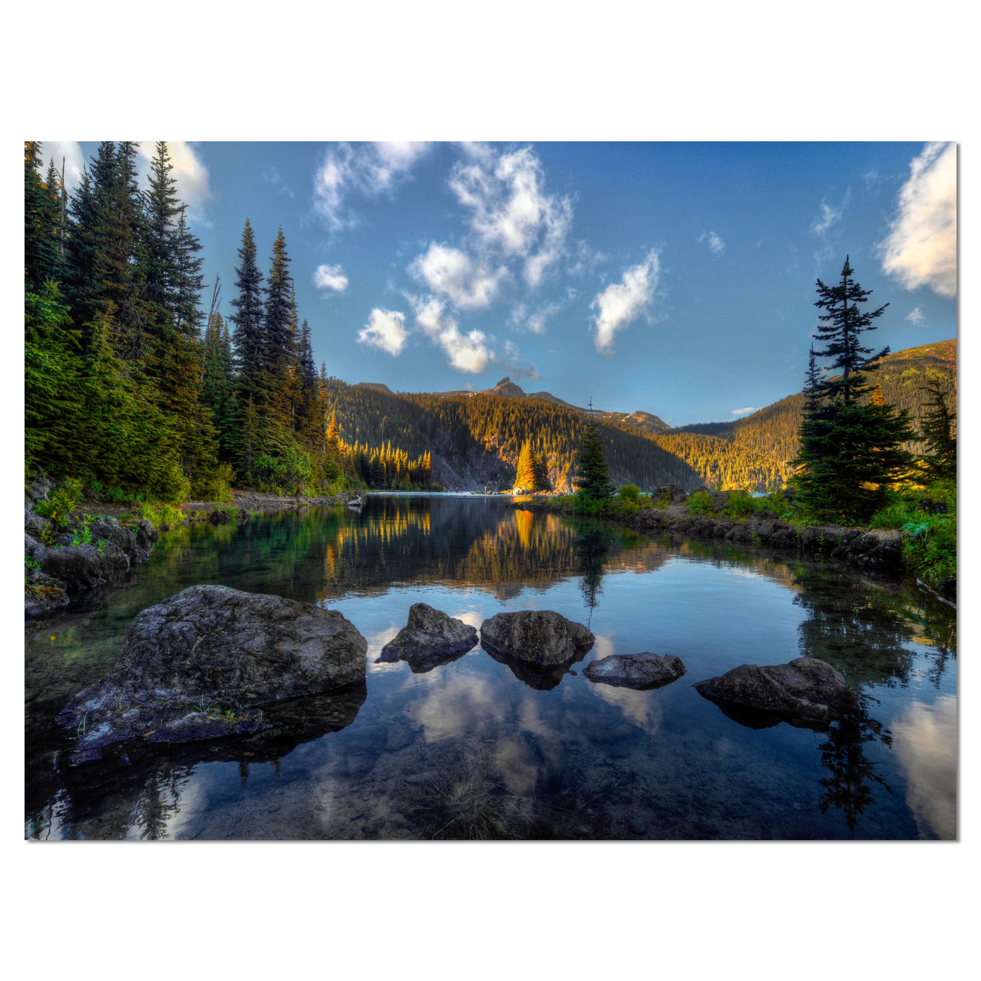Designart - Mountain Lake Surrounded by Trees - Landscape Canvas Art Print