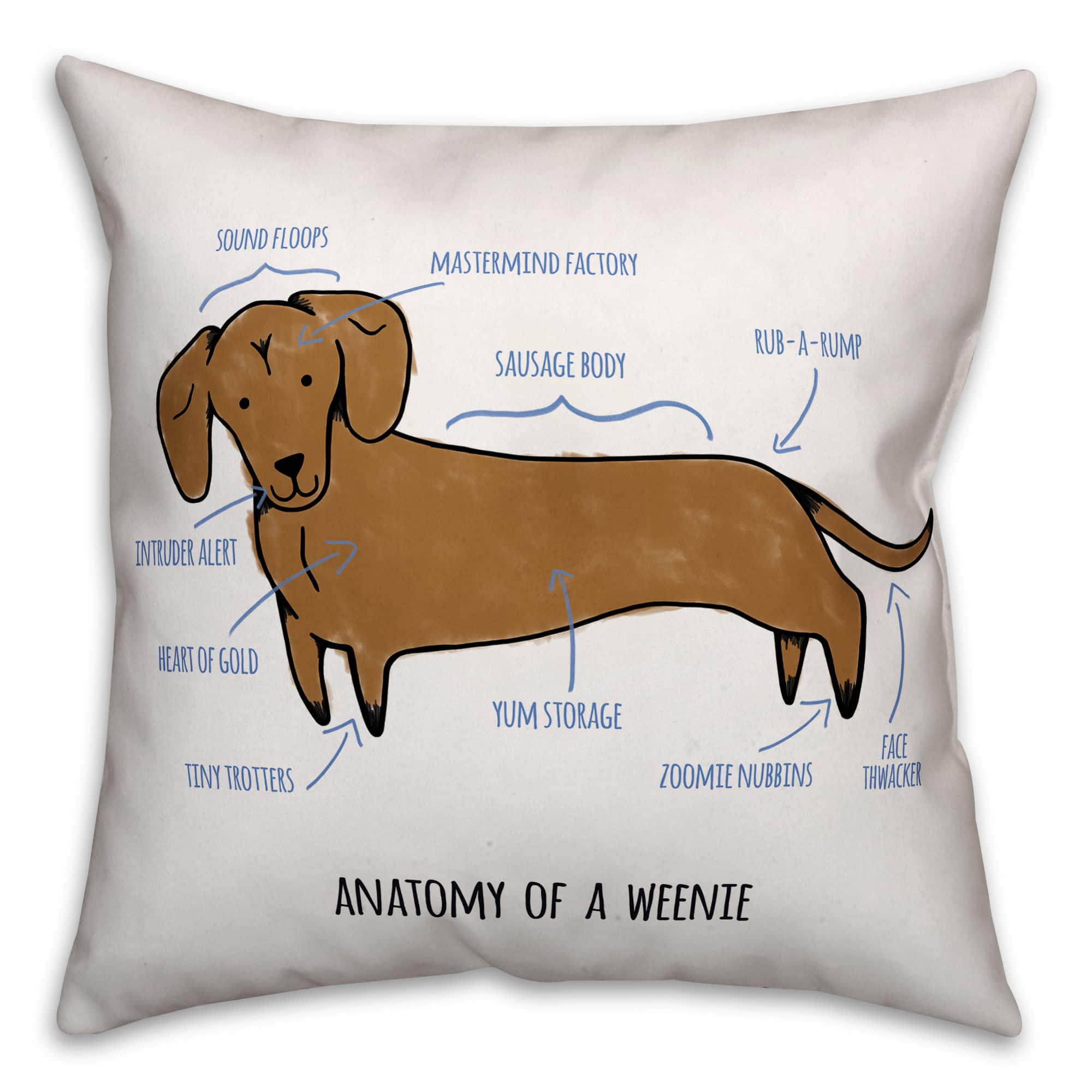 Dachshund Anatomy Throw Pillow
