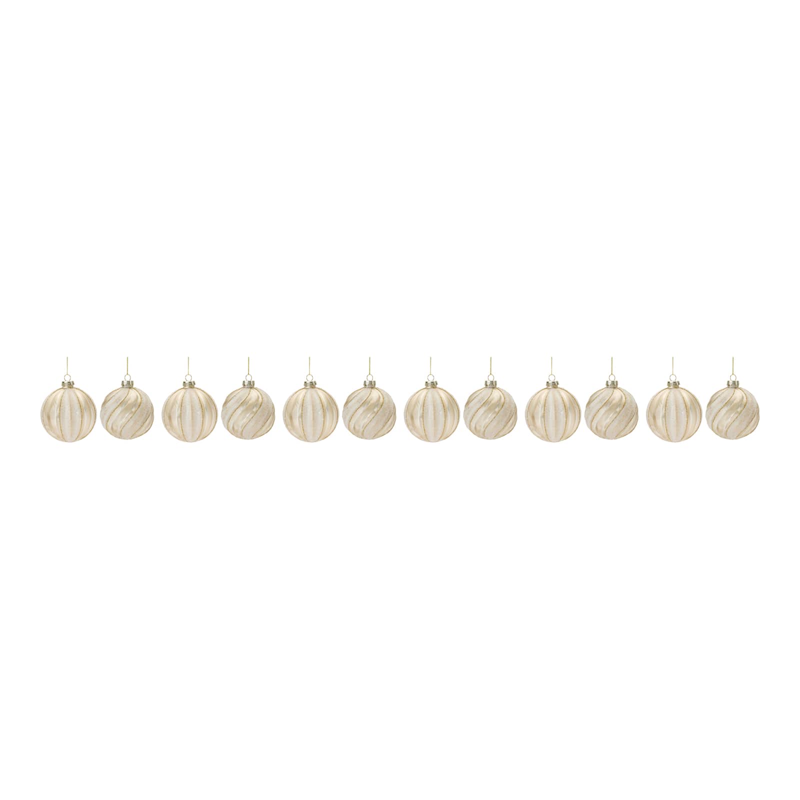 3&#x22; Ribbed Glitter Champagne Glass Ball Ornament Set