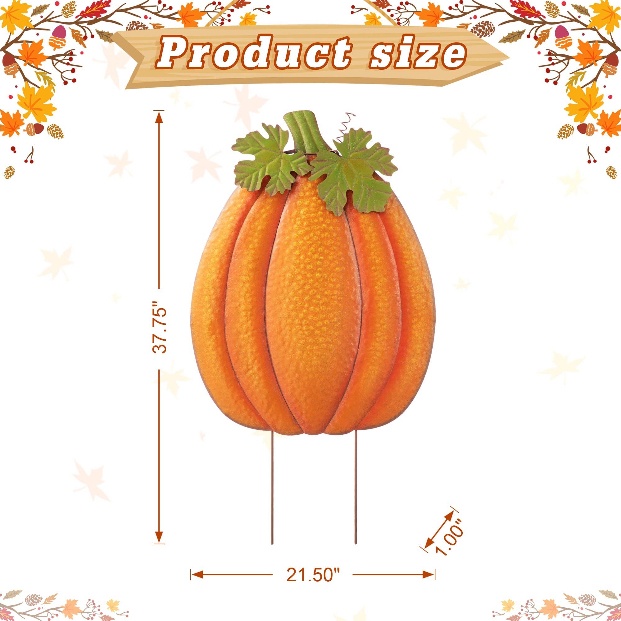 Glitzhome&#xAE; 3ft. Fall Metal Embossed Glitter Pumpkin Yard Stake