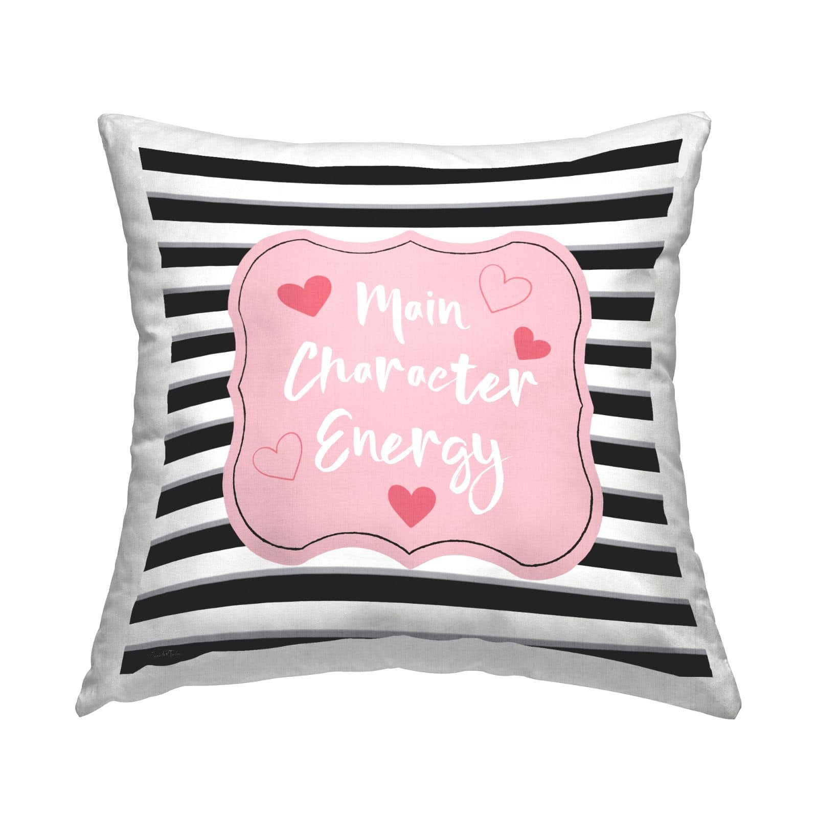 Stupell Industries Main Character Energy Bold Pink Black Stripes Throw Pillow, 18" x 18"