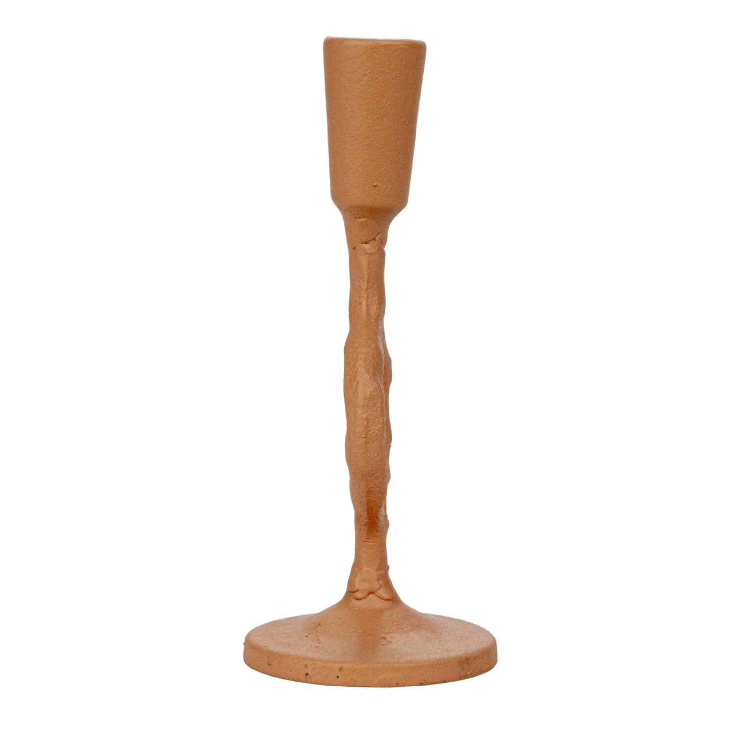 Hello Honey® 7.5" Small Tan Decorative Cast Metal Taper Candle Holder