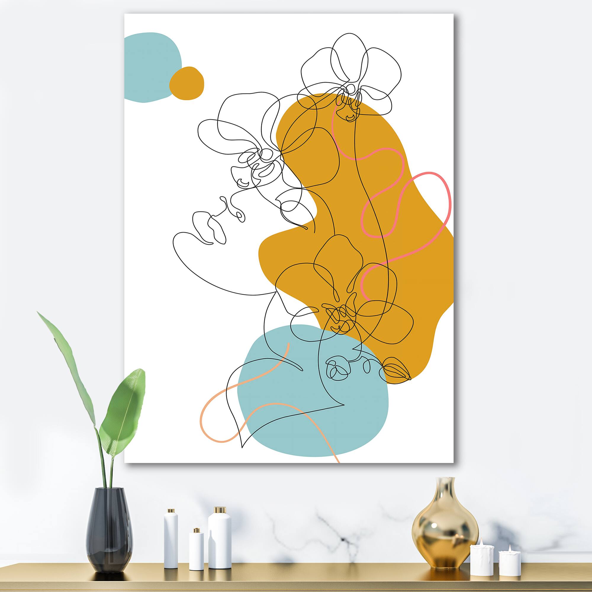 Designart - Beautiful Woman One Line Drawing