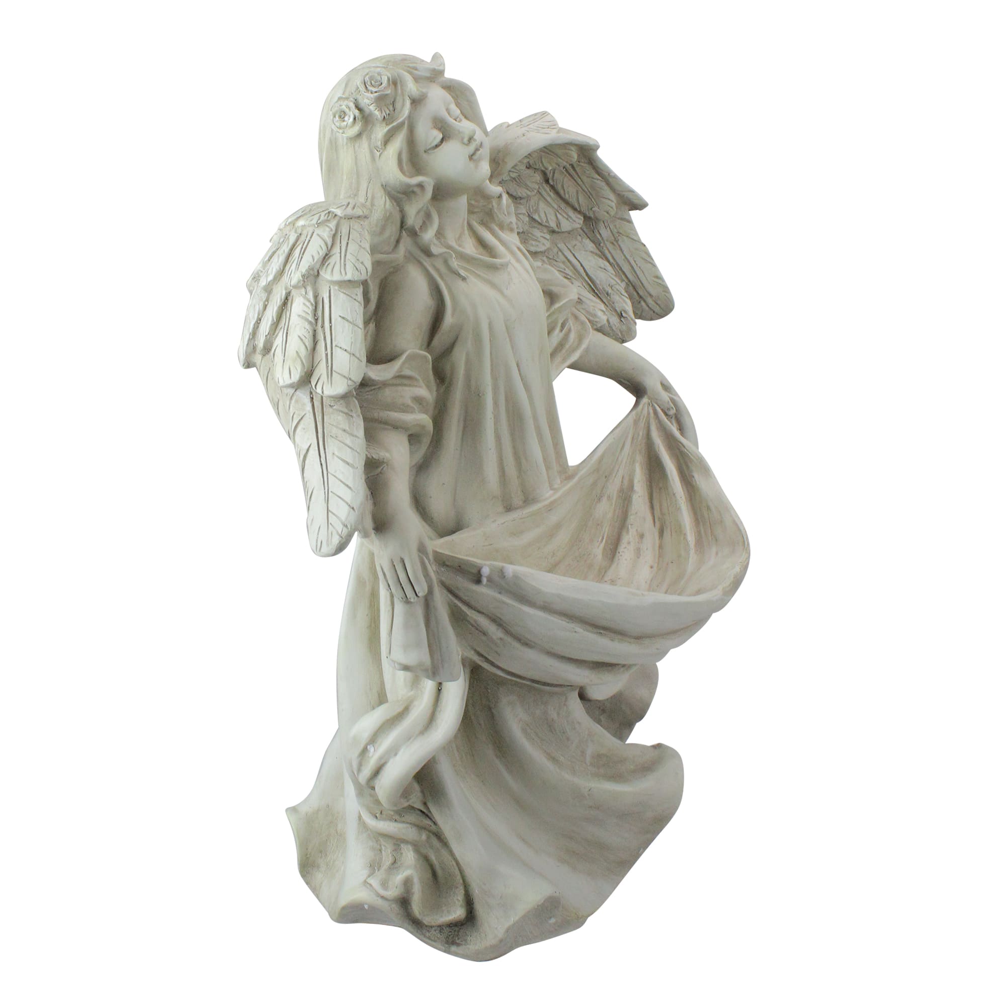 18.5" Serene Angel Bird Feeder Outdoor Garden Statue