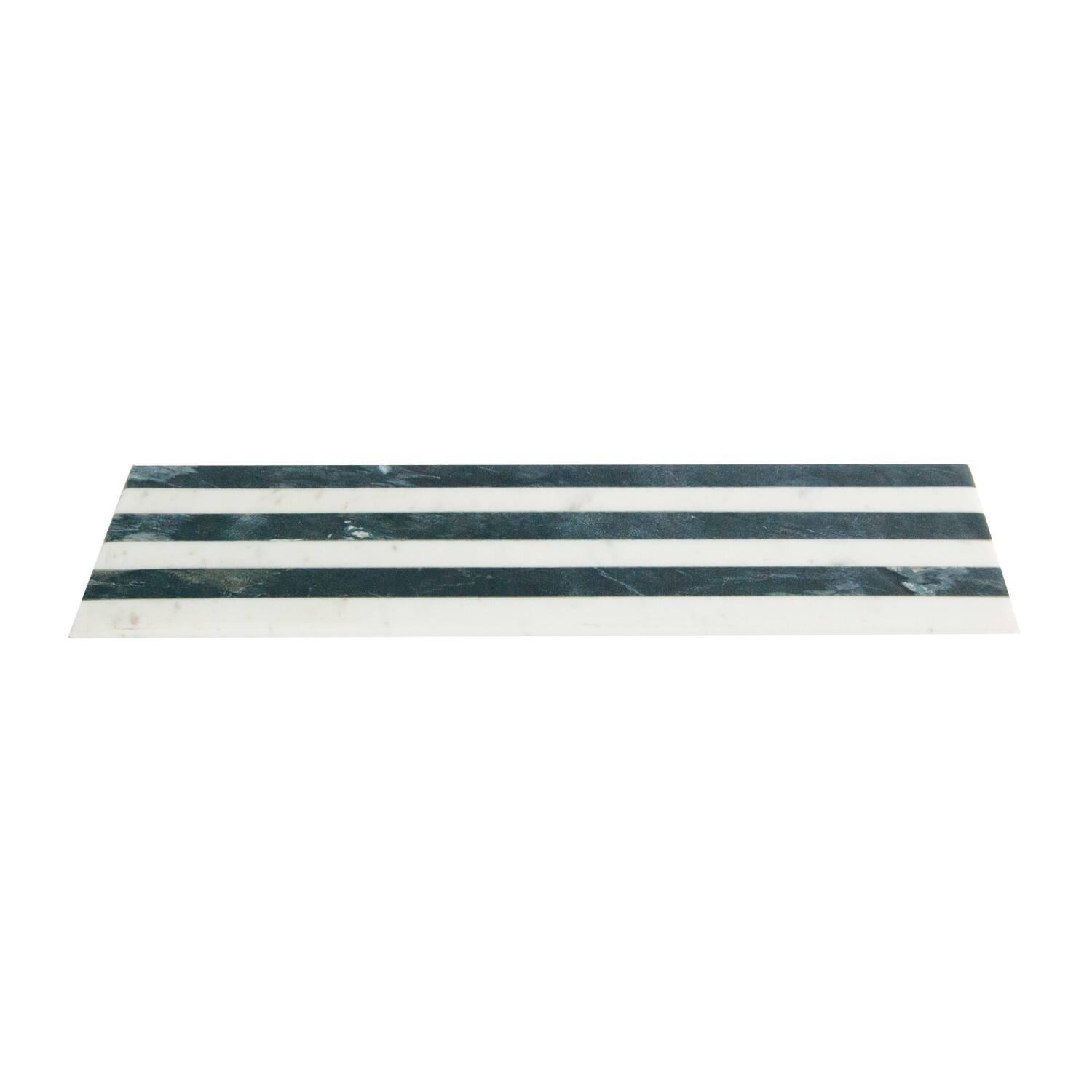 Hello Honey&#xAE; 21&#x22; Black &#x26; White Marble Cheese &#x26; Serving Board with Stripes