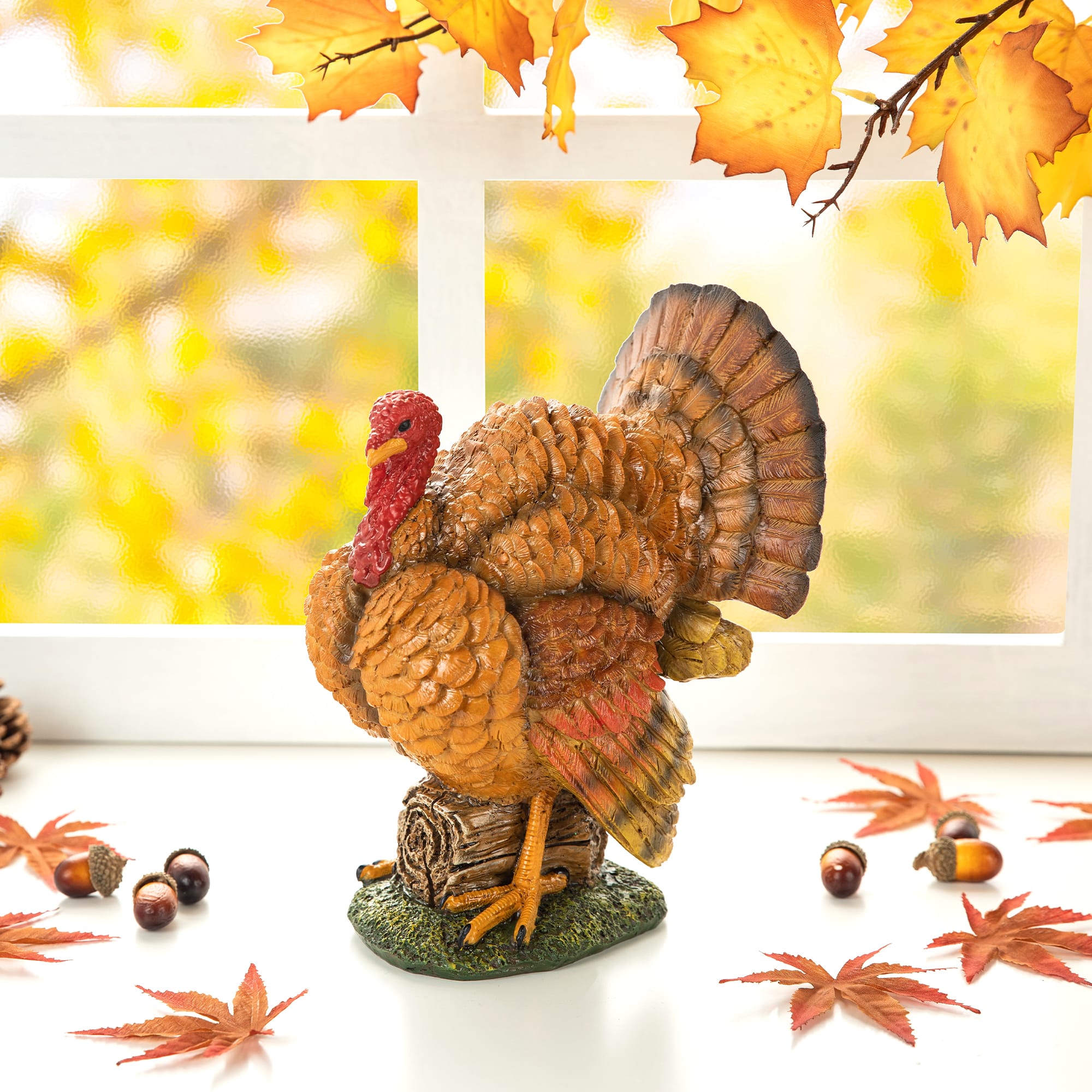 Glitzhome&#xAE; 9.5&#x22; Thanksgiving Resin Turkey Table D&#xE9;cor