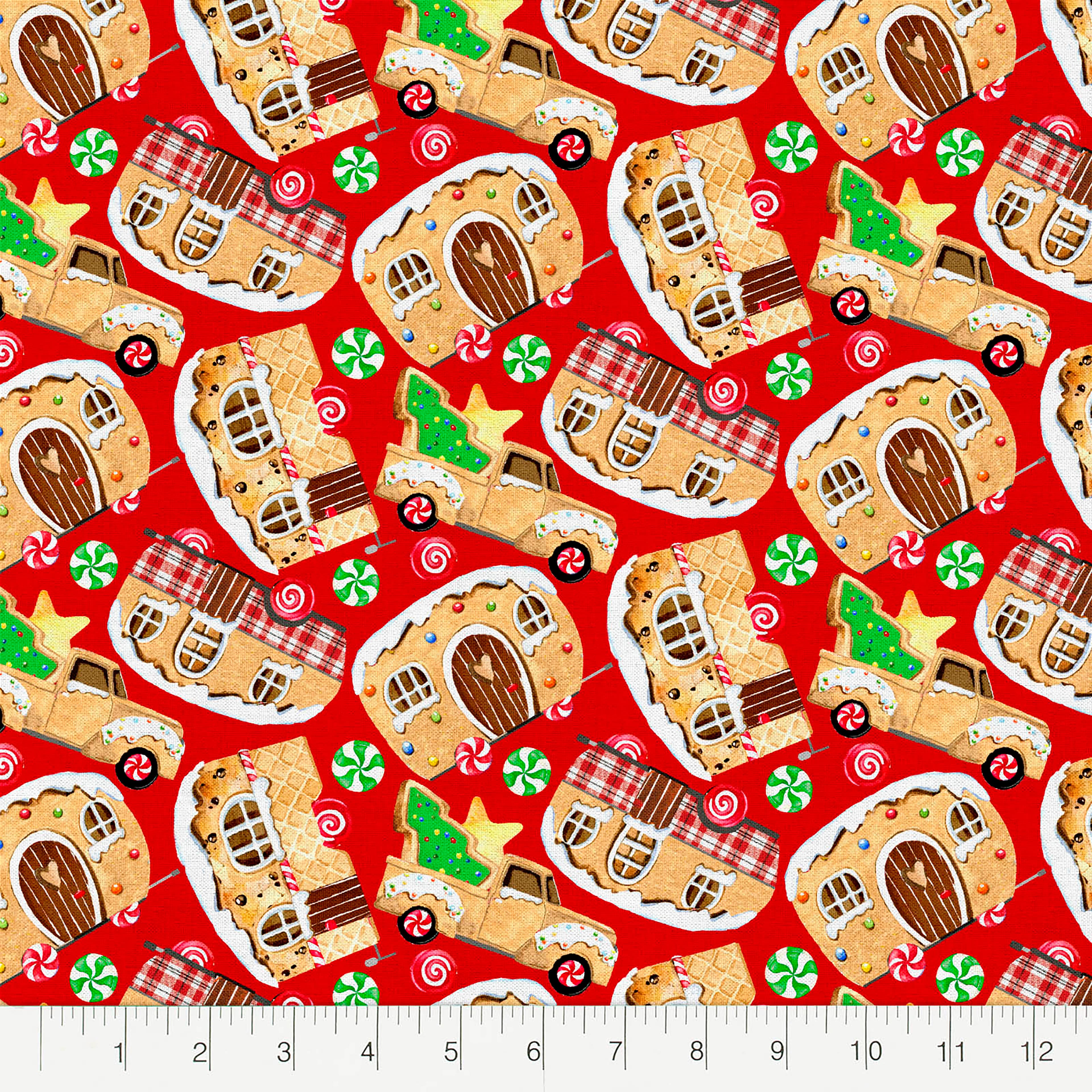 Fabric Editions Gingerbread Toss Cotton Fabric