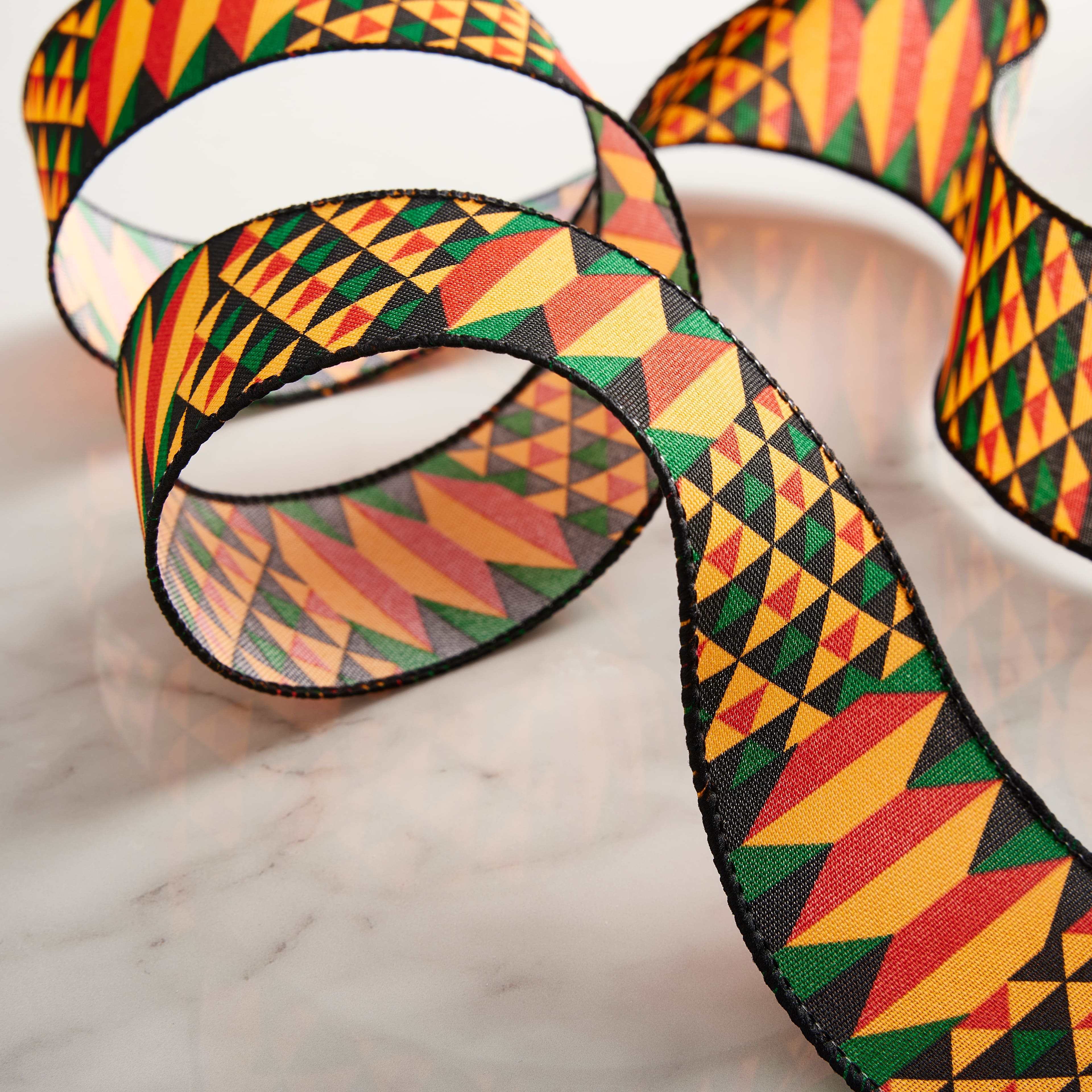 12 Pack: 2.5" x 3yd. Faux Linen Wired Geometric Ribbon by Celebrate It™