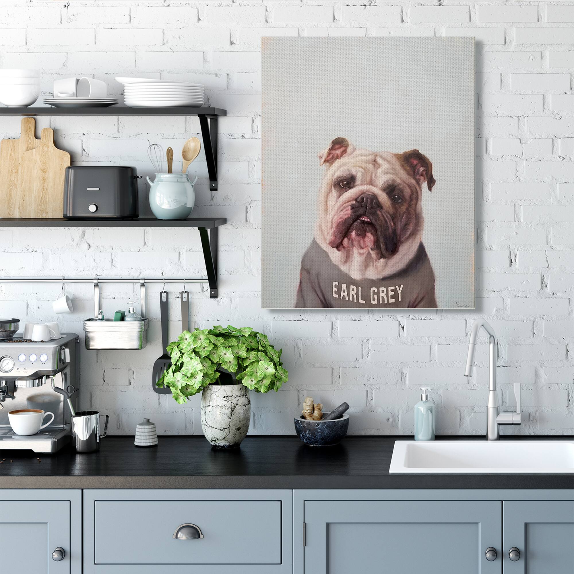 Stupell Industries English Bulldog in Earl Grey Tea Shirt Wall Accent