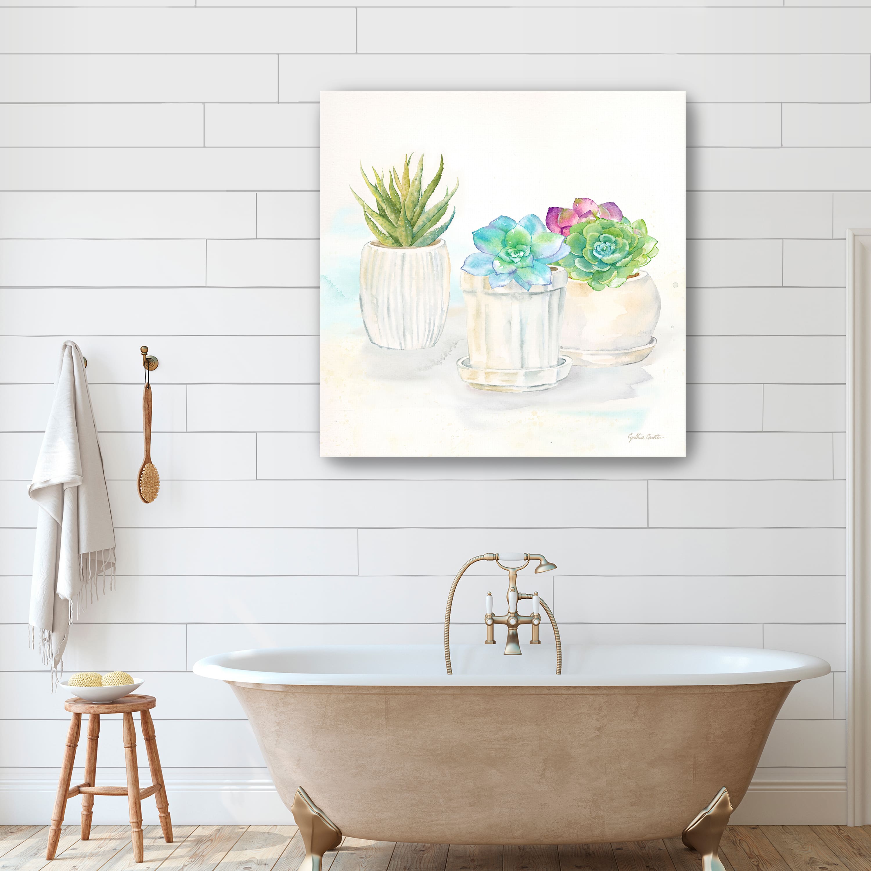 Sweet Succulent Pots IV Canvas Giclee