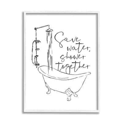 Stupell Industries Shower Together Funny Ink Drawing Bathroom Design