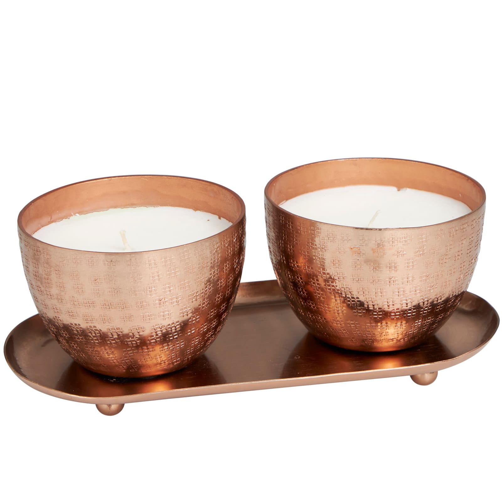 10oz. Sauvignon Blanc Scented Candles in Copper Bowls with Tray