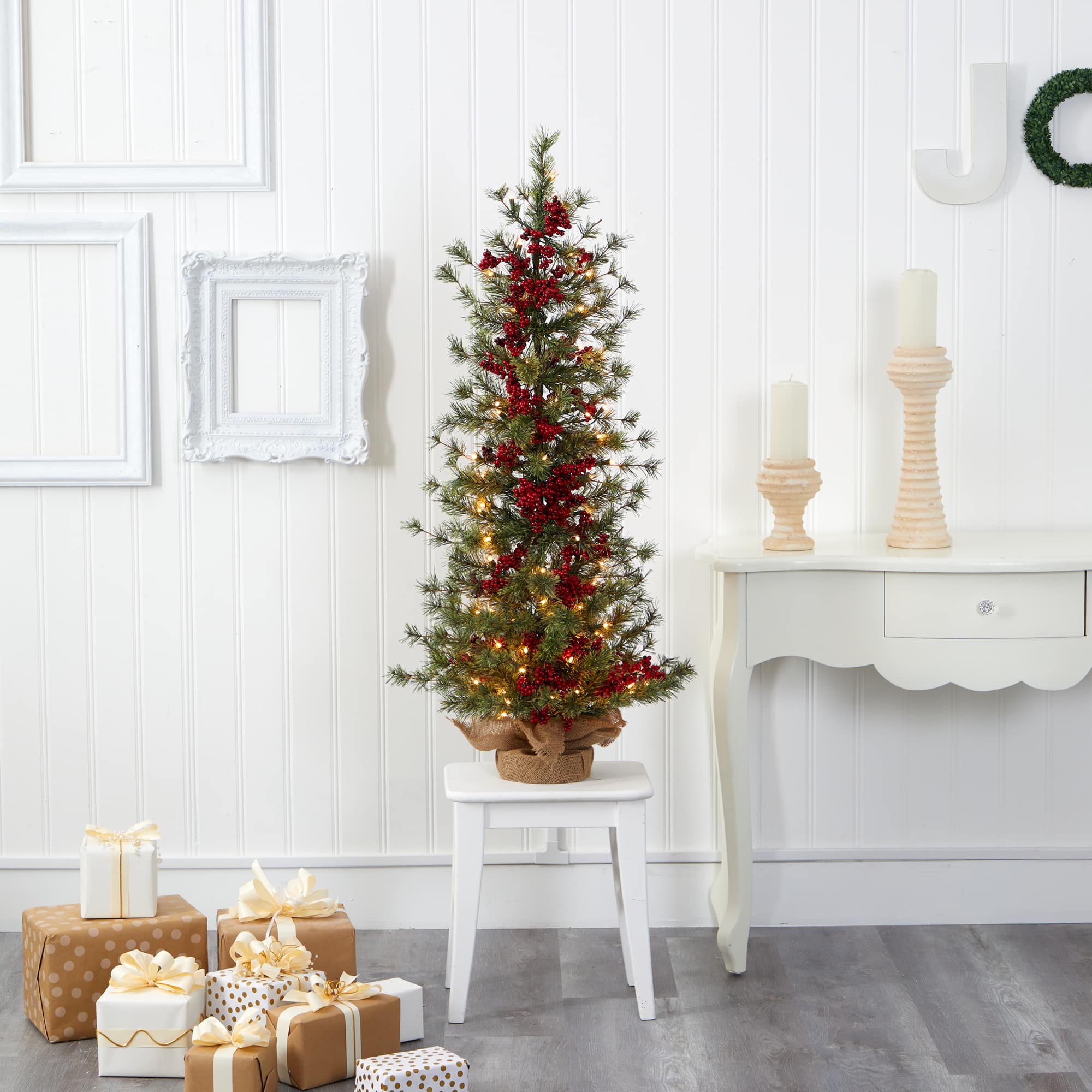 4Ft. Pre-Lit Berry & Pine Artificial Christmas Tree, Warm White Lights | Michaels