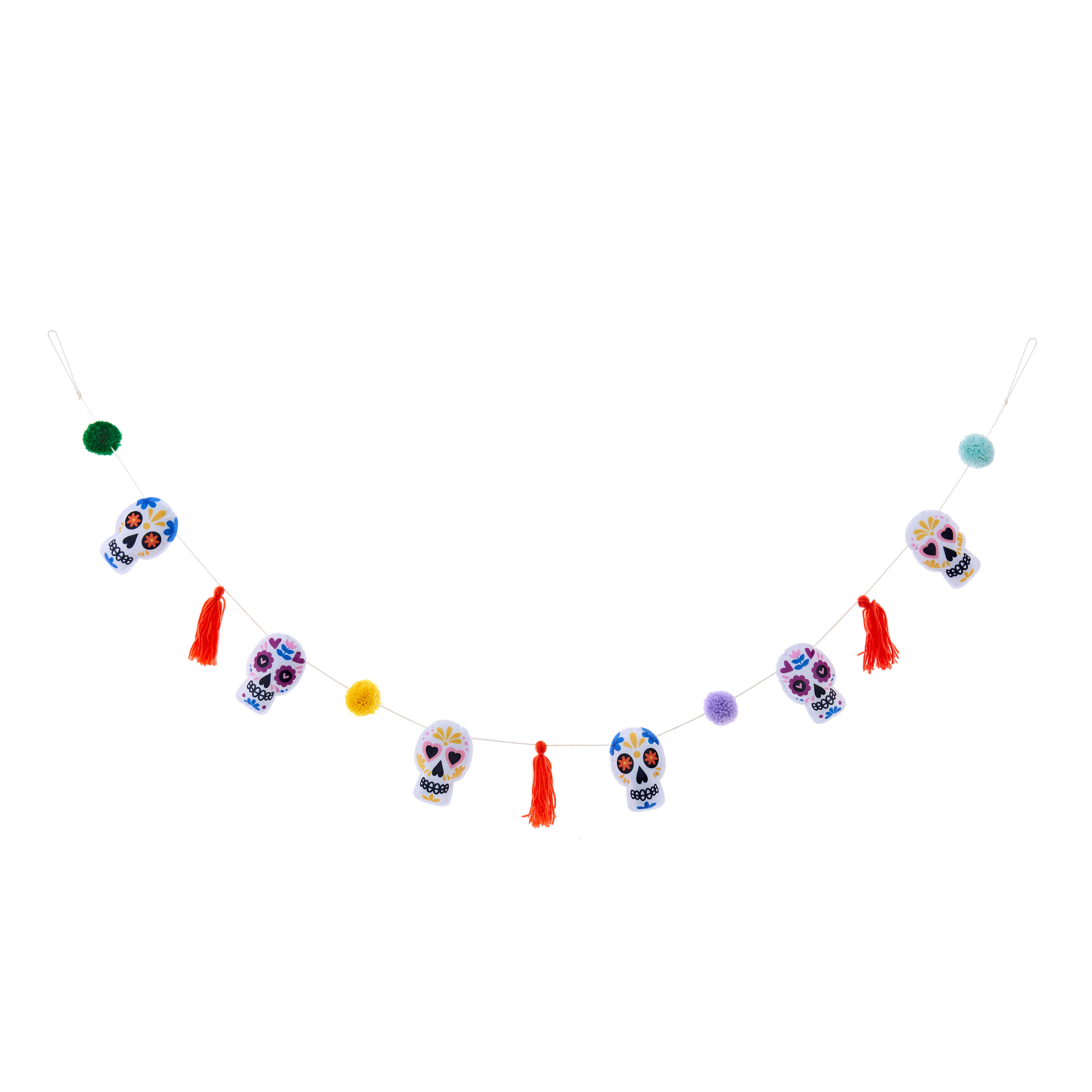 6ft. Sugar Skull, Pom Pom &#x26; Tassel Garland by Ashland&#xAE;