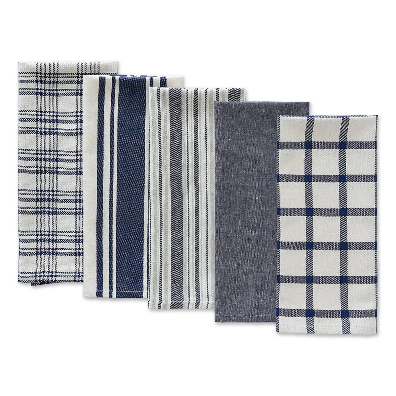 DII® Assorted Nautical Blue Woven Dishtowels Set